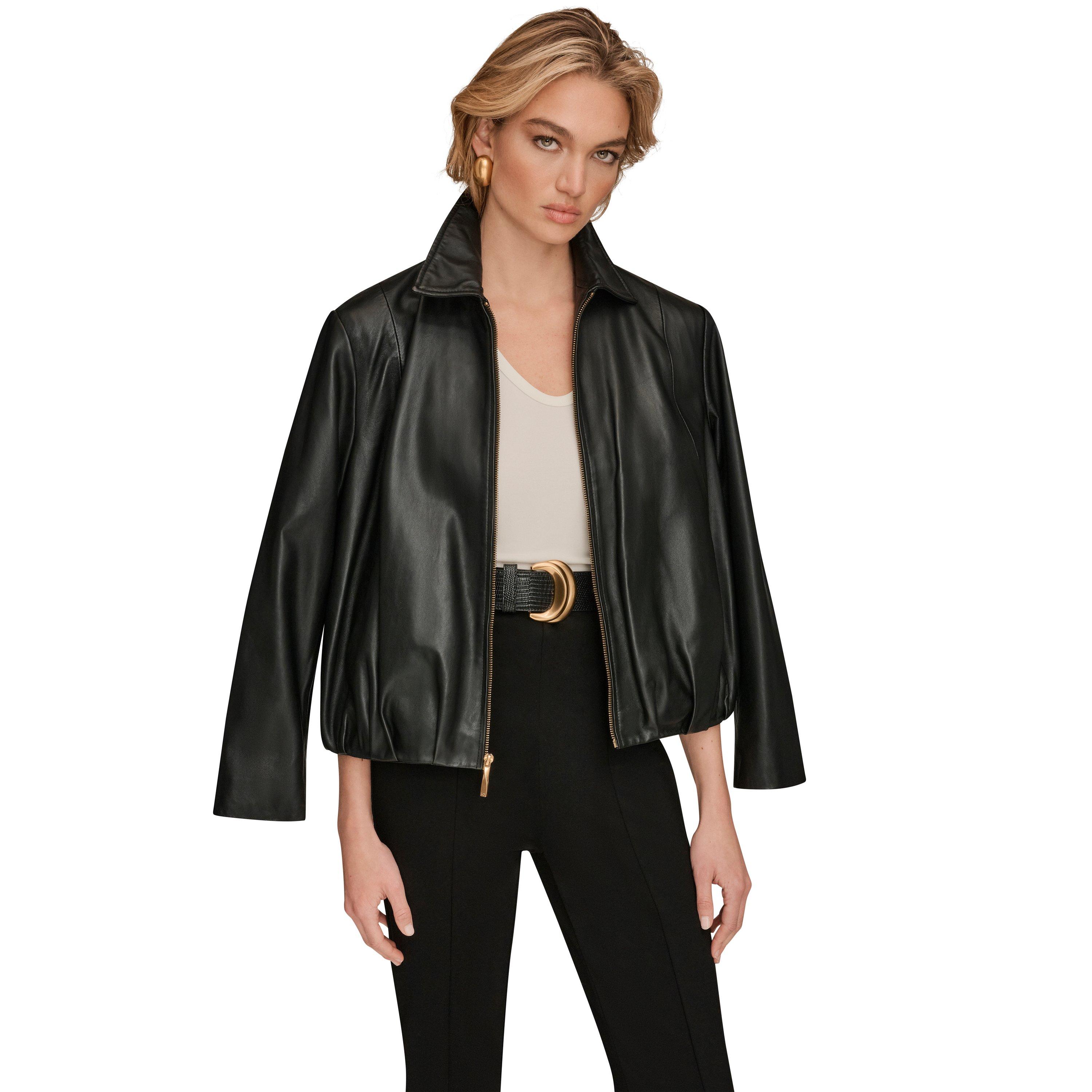 Black Leather - Donna Karan - Women's Leather Jacket - 5