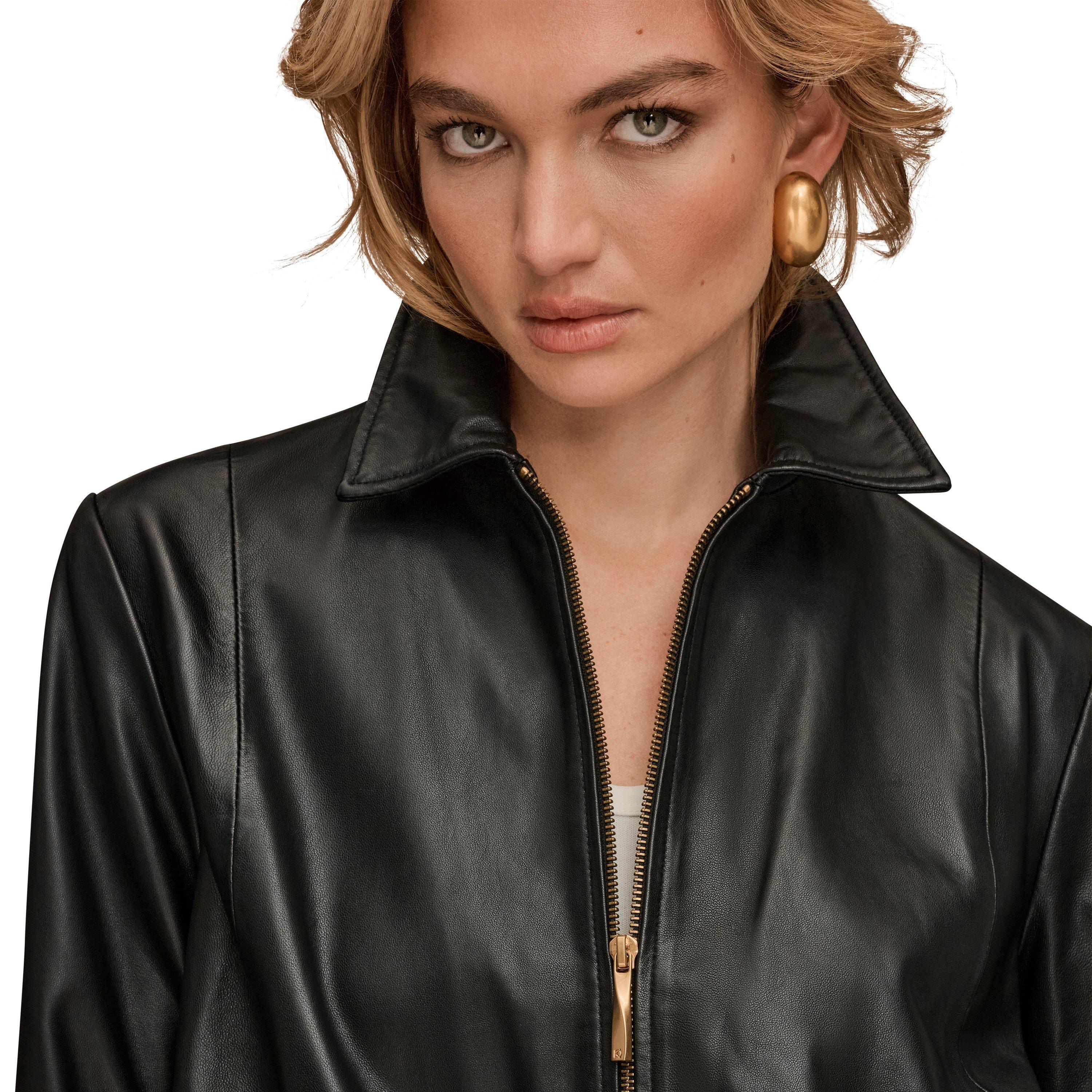 Black Leather - Donna Karan - Women's Leather Jacket - 6