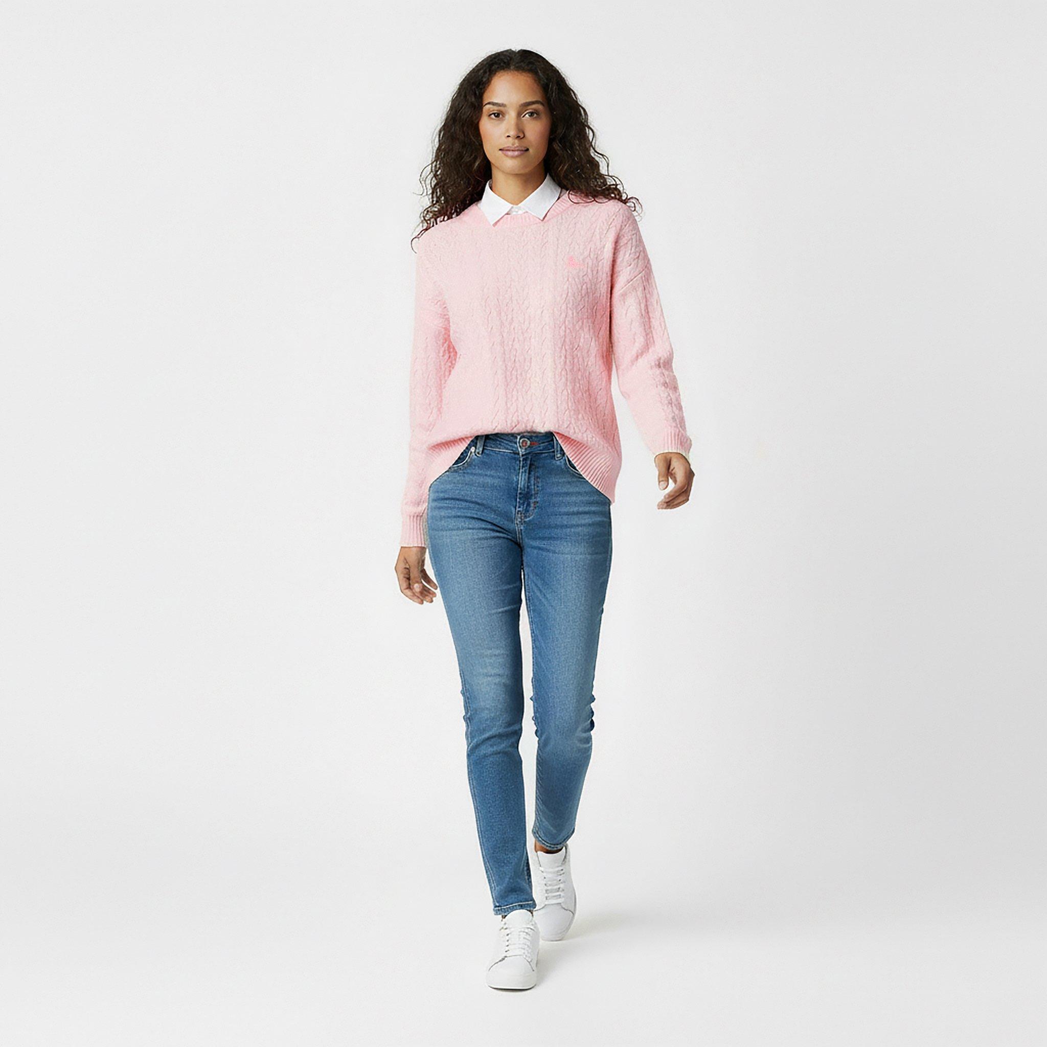 Rosa - Jack Wills - Jack Tinsbury Merino Wool Blend Cable Knitted Jumper Women - 6