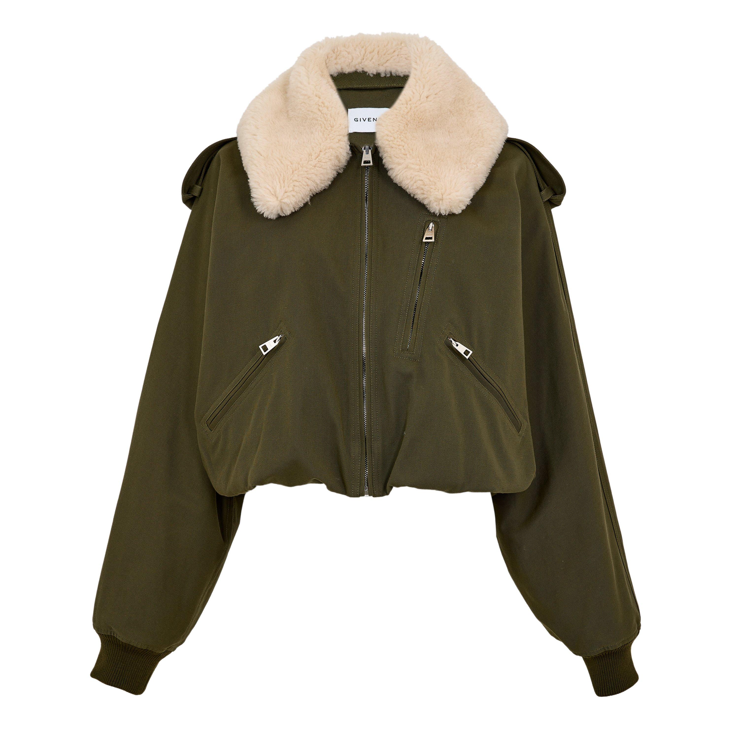 GIVENCHY Women's GIV Shearling Bomber Jacket - Khaki - Size 38 (UK 10)