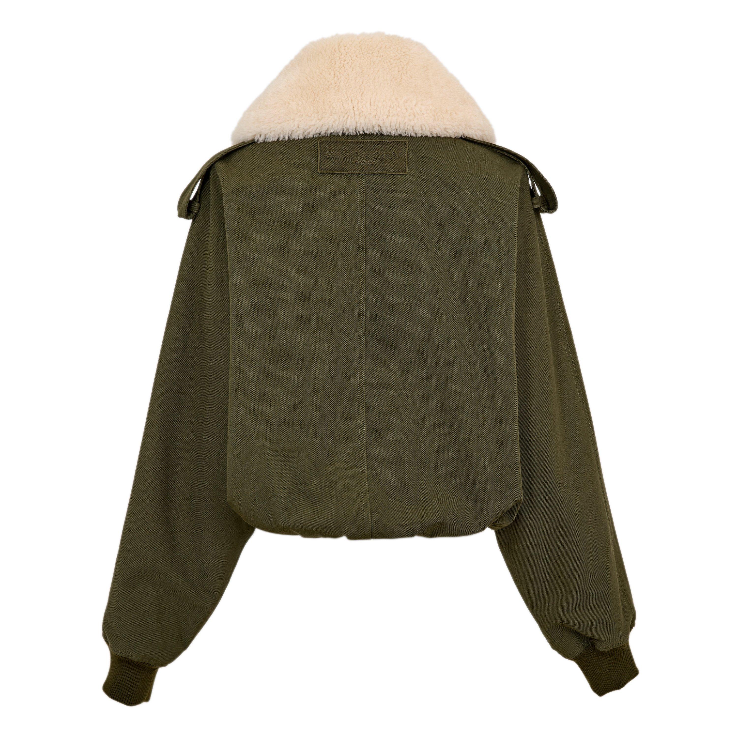 Khaki - GIVENCHY - Women's GIV Shearling Bomber Jacket - 2