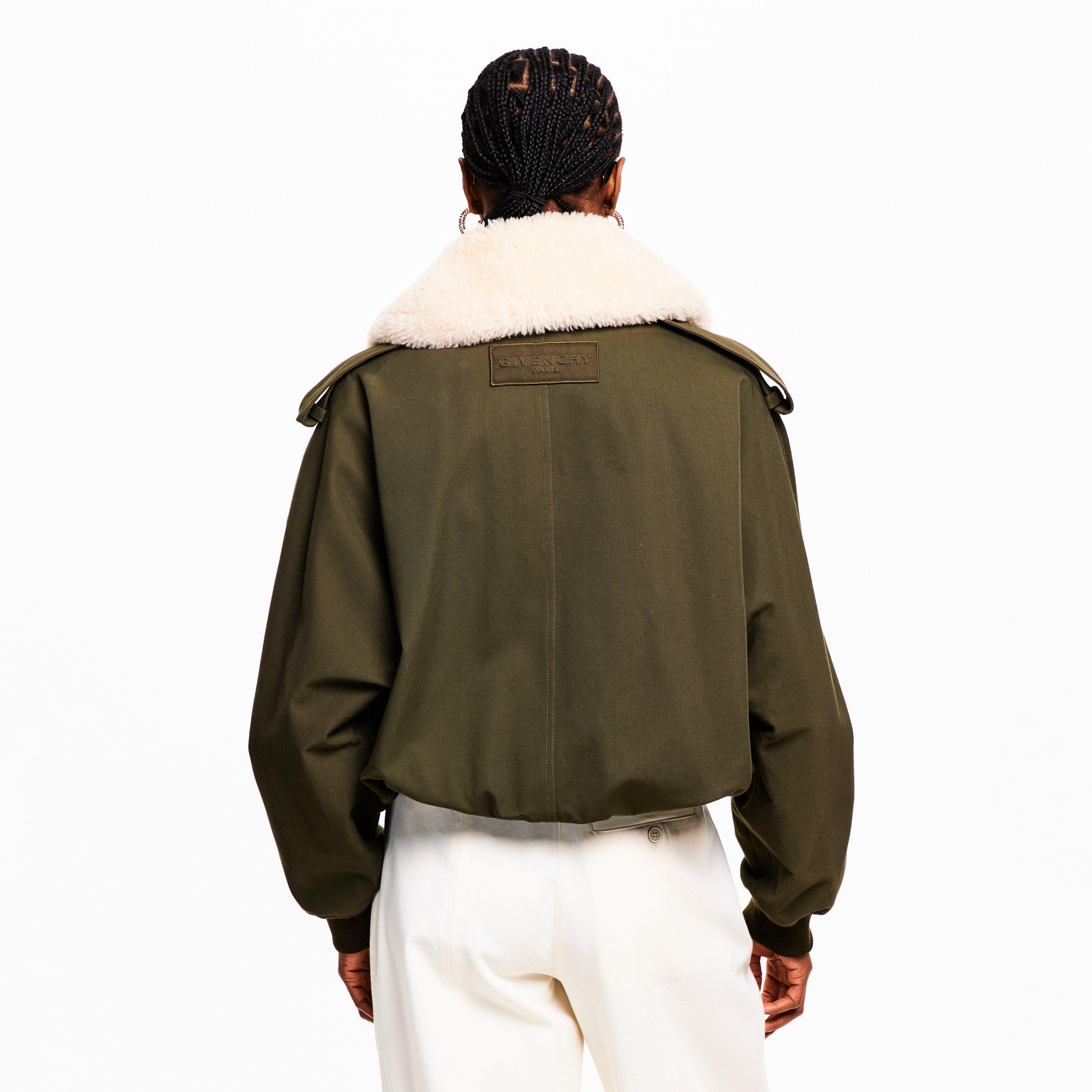 Khaki - GIVENCHY - Women's GIV Shearling Bomber Jacket - 4