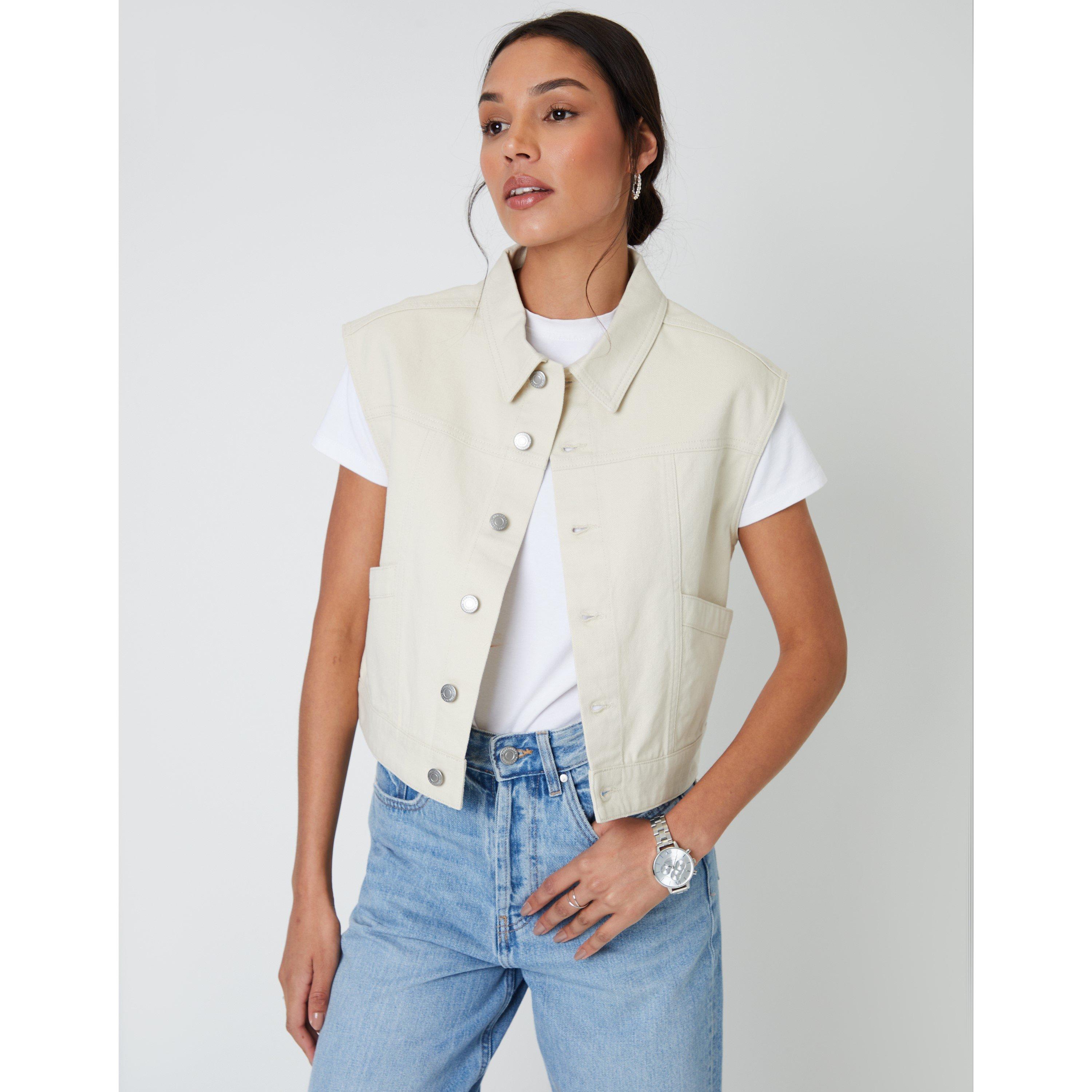 Ecru - Threadbare - Women's Lucky Denim Structured Fit Jacket - 1