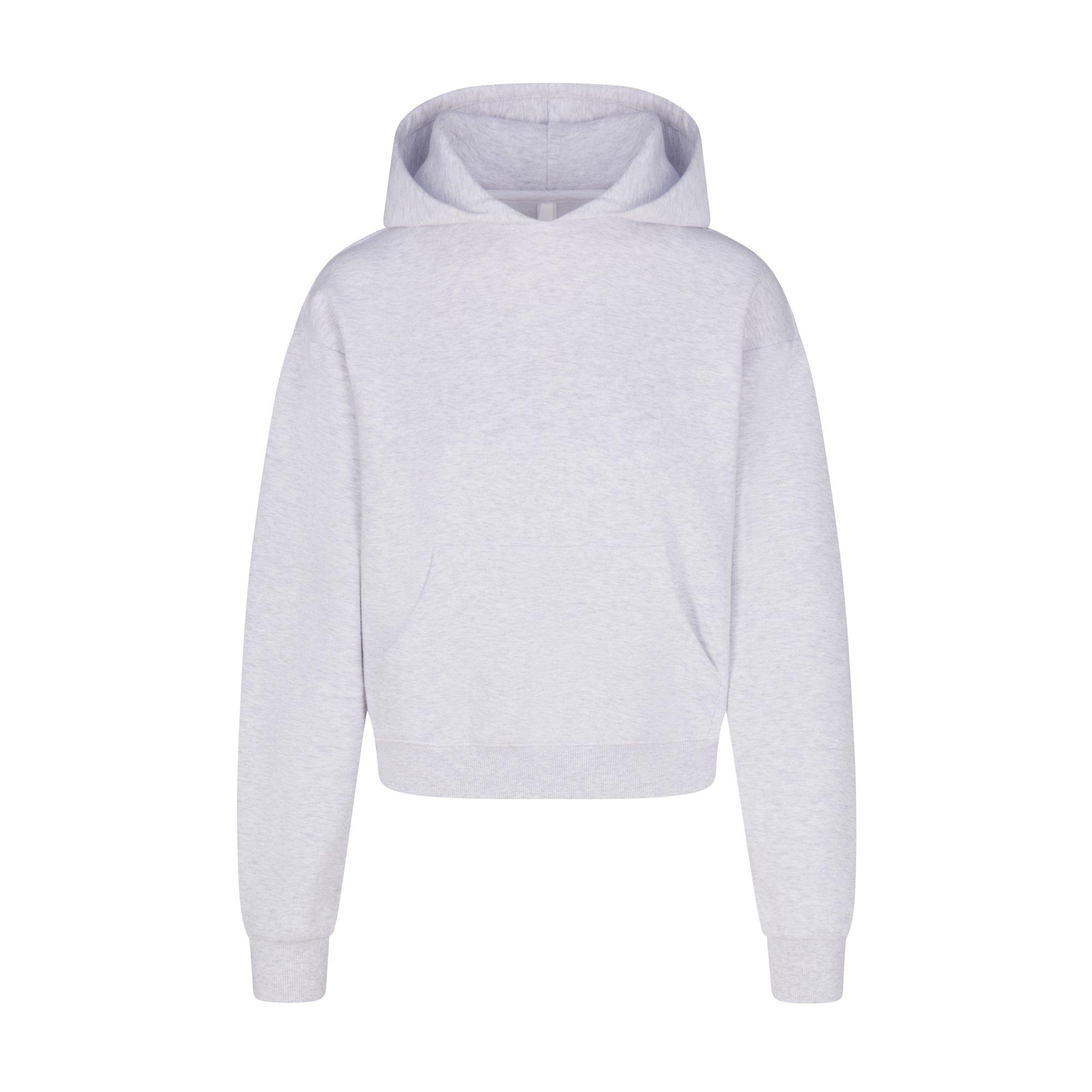 SKIMS Womens Cotton Fleece Classic Pullover Hoodie - Light Hthr Grey - Size 18 (2XL)