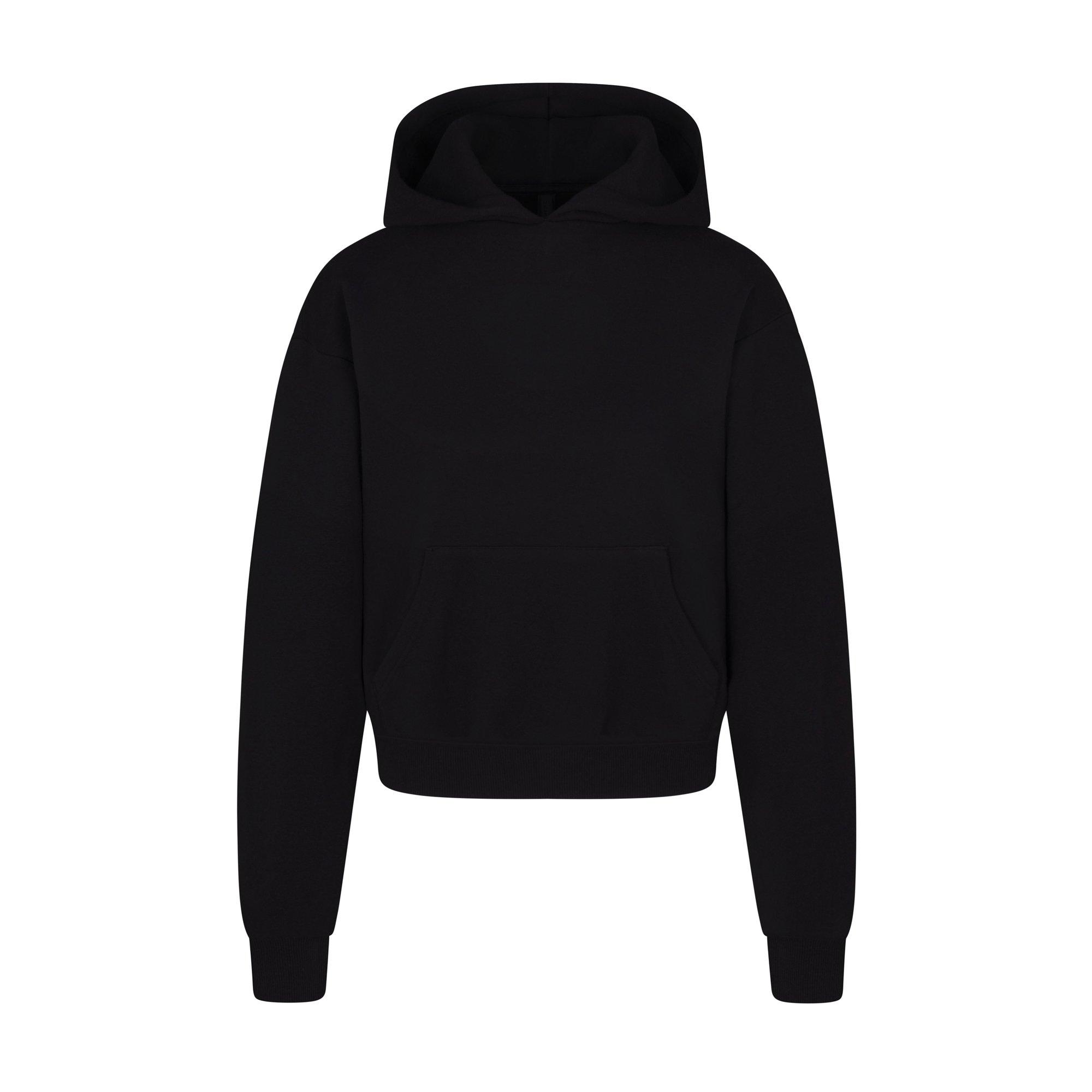 SKIMS Womens Cotton Fleece Classic Pullover Hoodie - Onyx - Size 16 (XL)