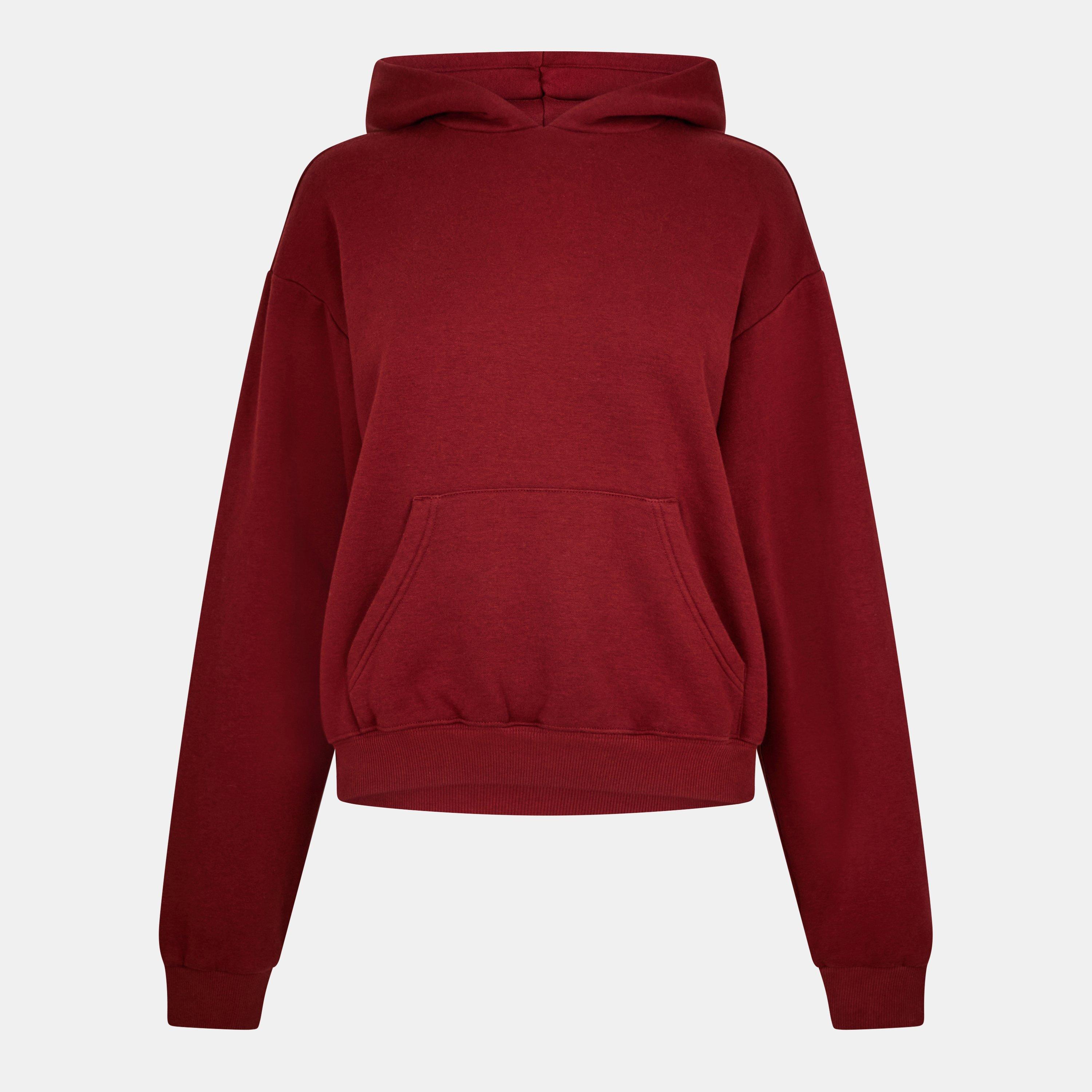 SKIMS Womens Cotton Fleece Classic Pullover Hoodie - Merlot - Size 18 (2XL)