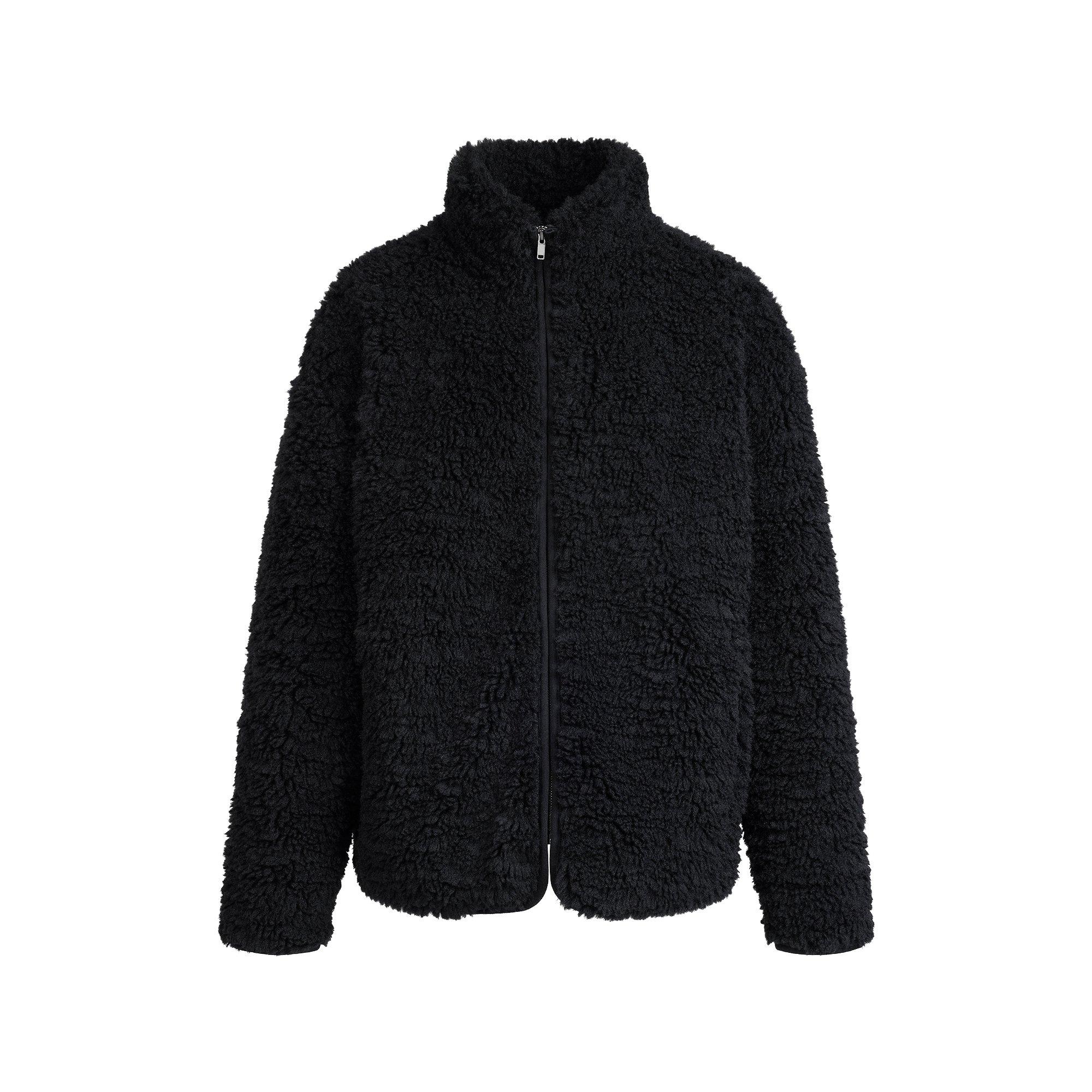 SKIMS Women's Faux Fur Zip Teddy Coat - Onyx - Size 10 (S)