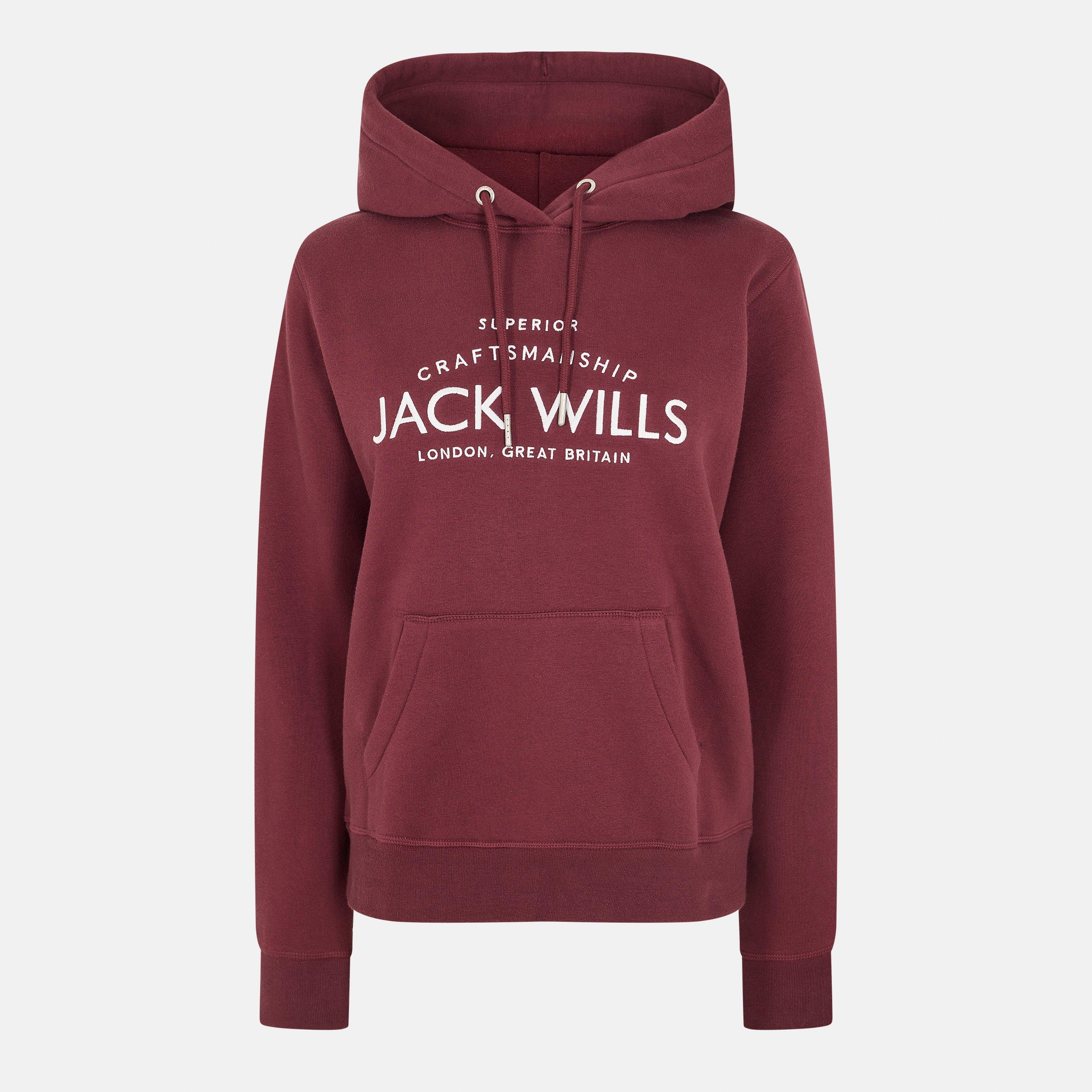 Jack Wills Women's Hunston Graphic Logo Hoodie - Burgundy - 12 (M)