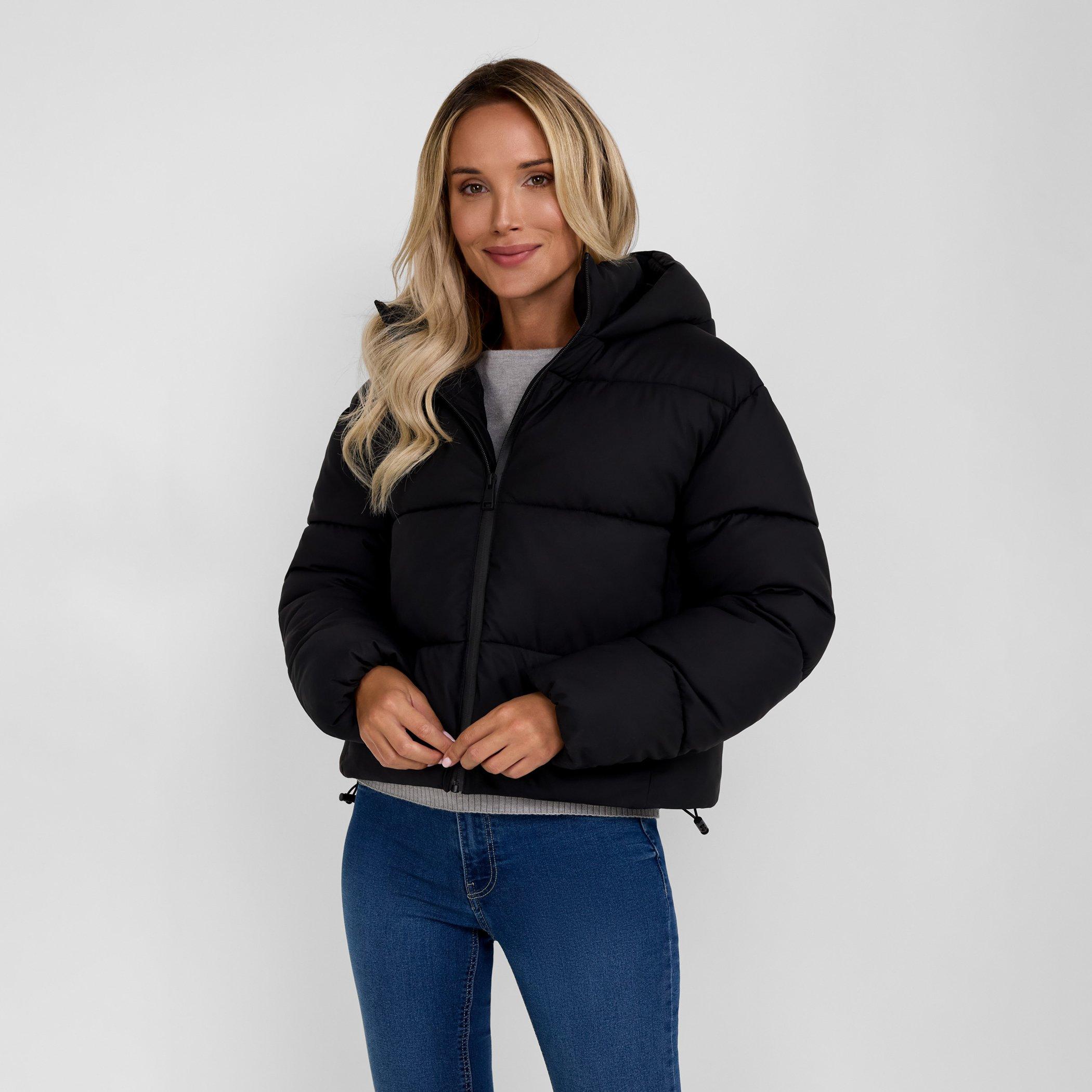 Black - Minoti - Women short water repellent quilted jacket with hood and high collar black - 2