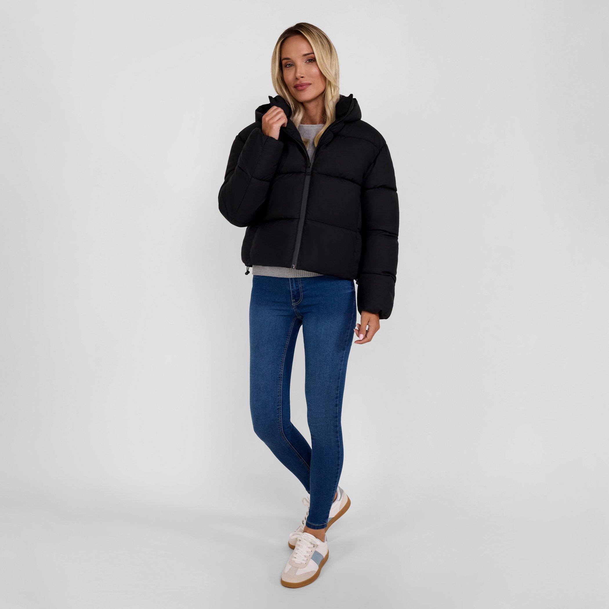Black - Minoti - Women short water repellent quilted jacket with hood and high collar black - 3
