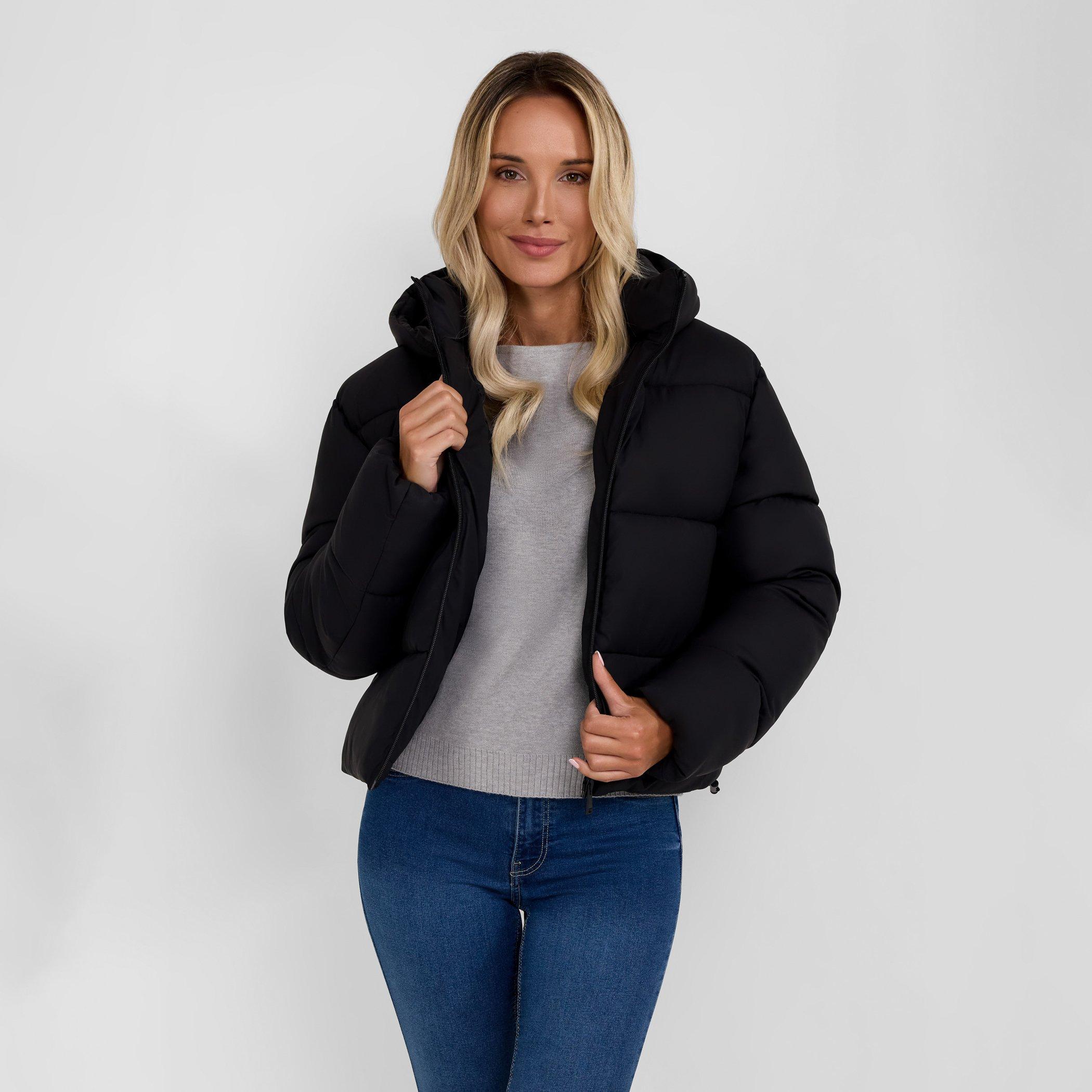 Black - Minoti - Women short water repellent quilted jacket with hood and high collar black - 4