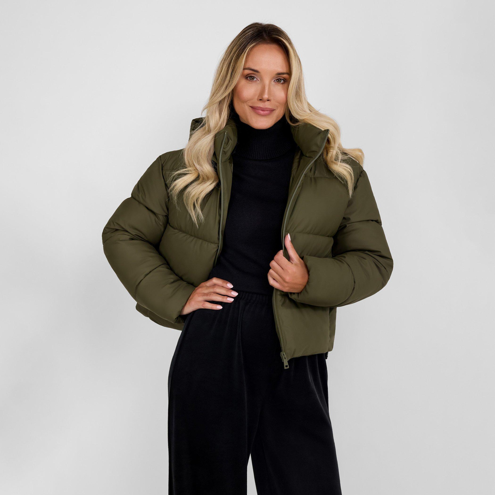 Khaki - Minoti - Women short water repellent quilted jacket with hood khaki - 2