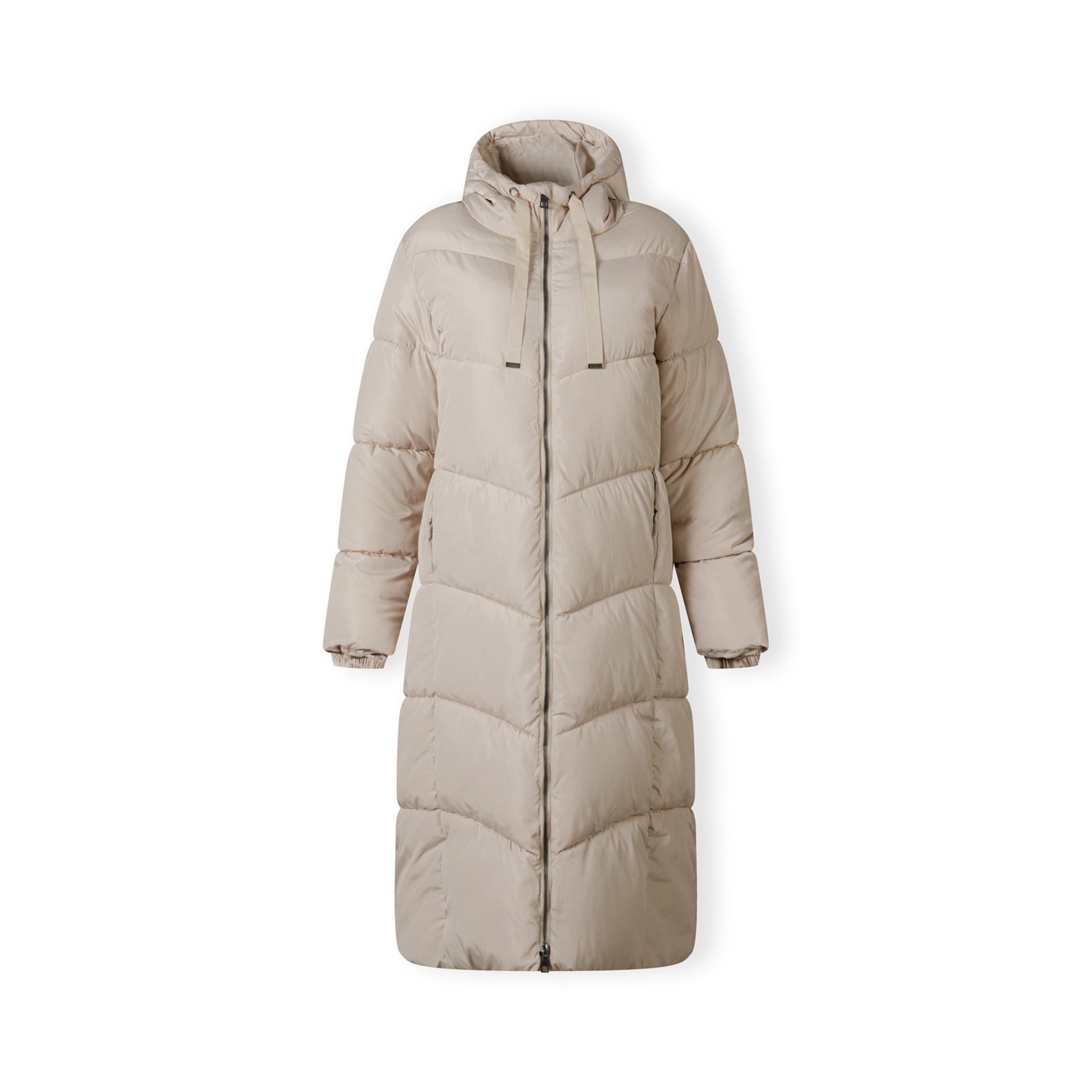 Stone - Minoti - Women long quilted winter jacket with contrast zip and drawstring hood grey - 1