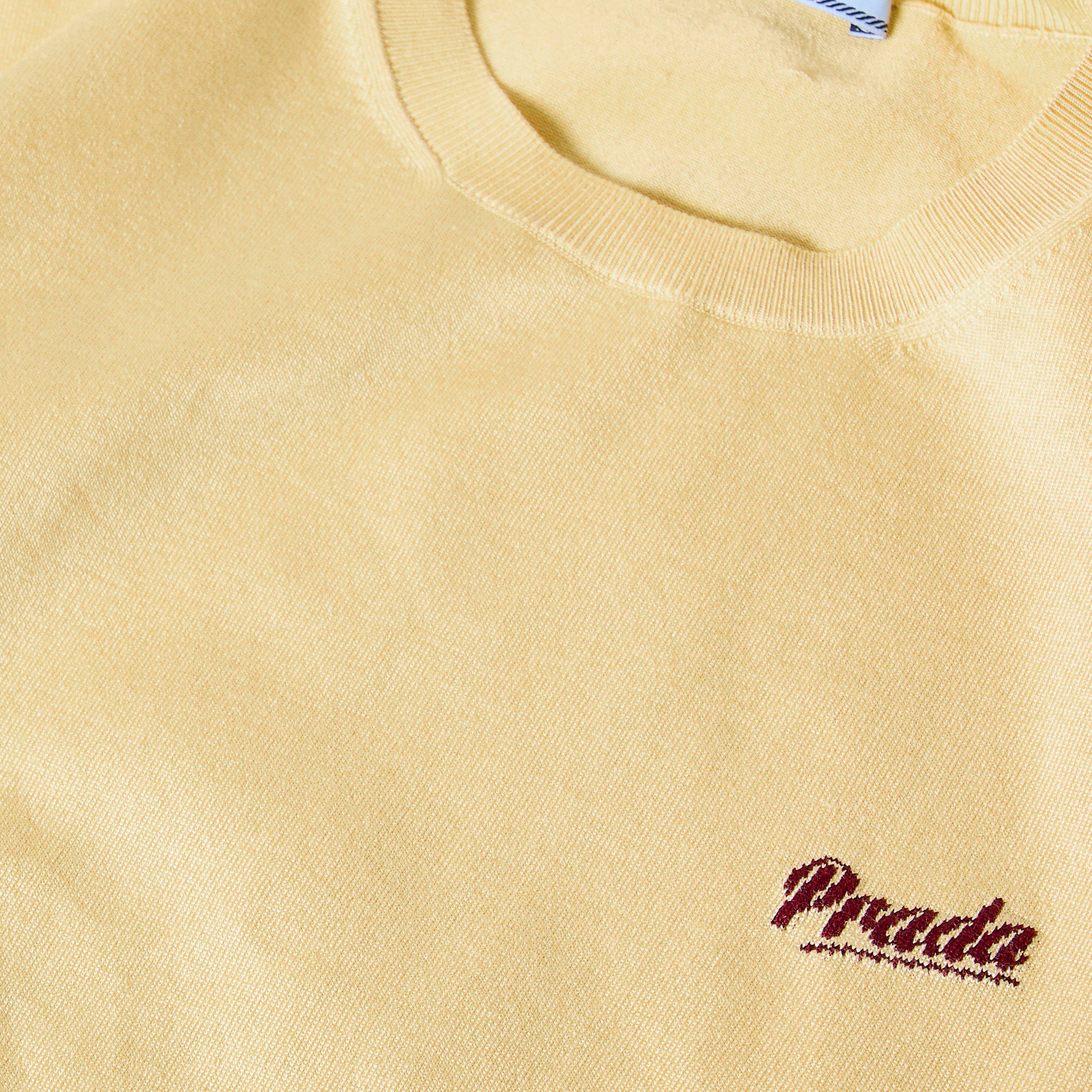 Crema/Amaranto - Prada - Women's Silk Short Sleeve Knitted Top - 3