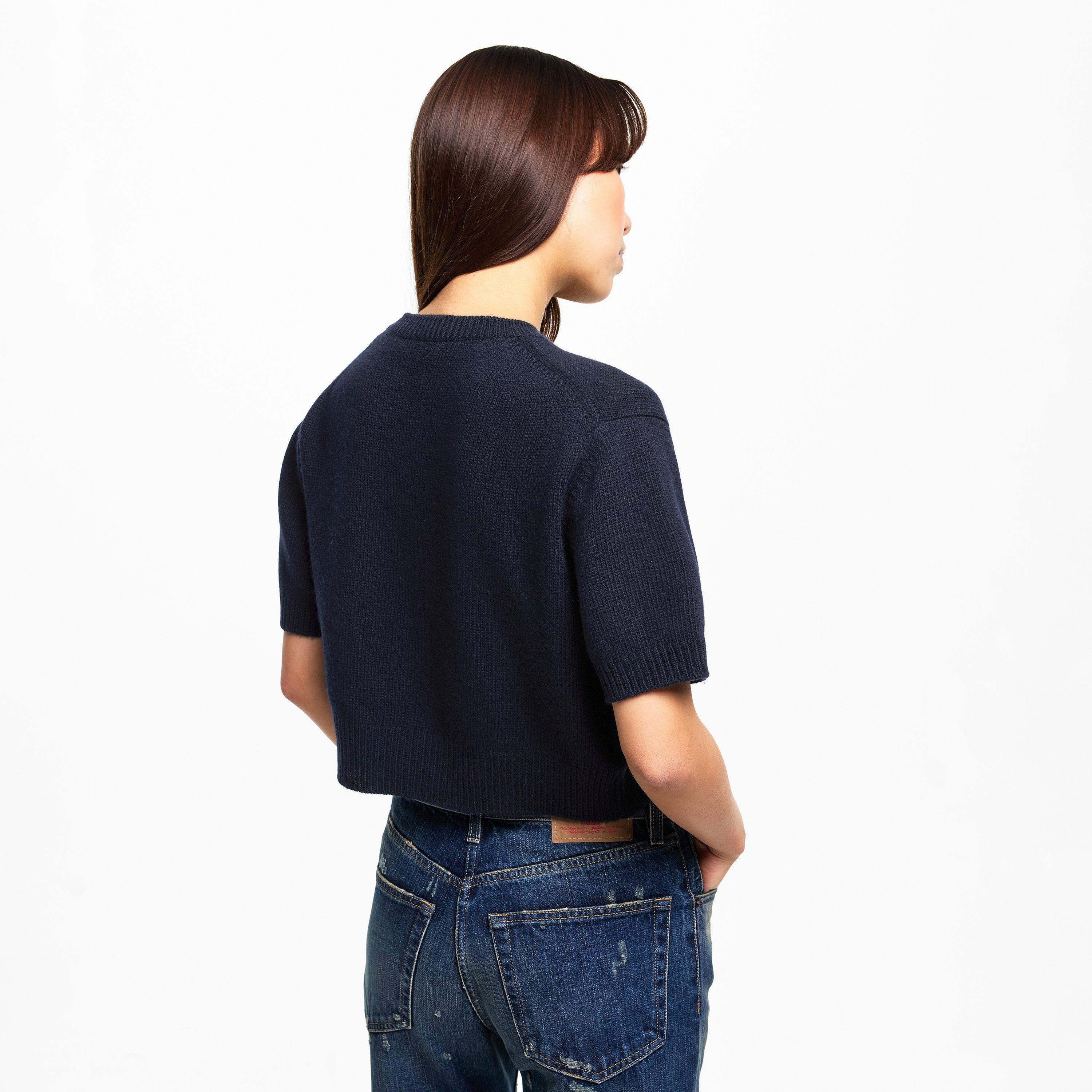 Blue - Prada - Women's Cashmere Short Sleeve Knitted Top - 4