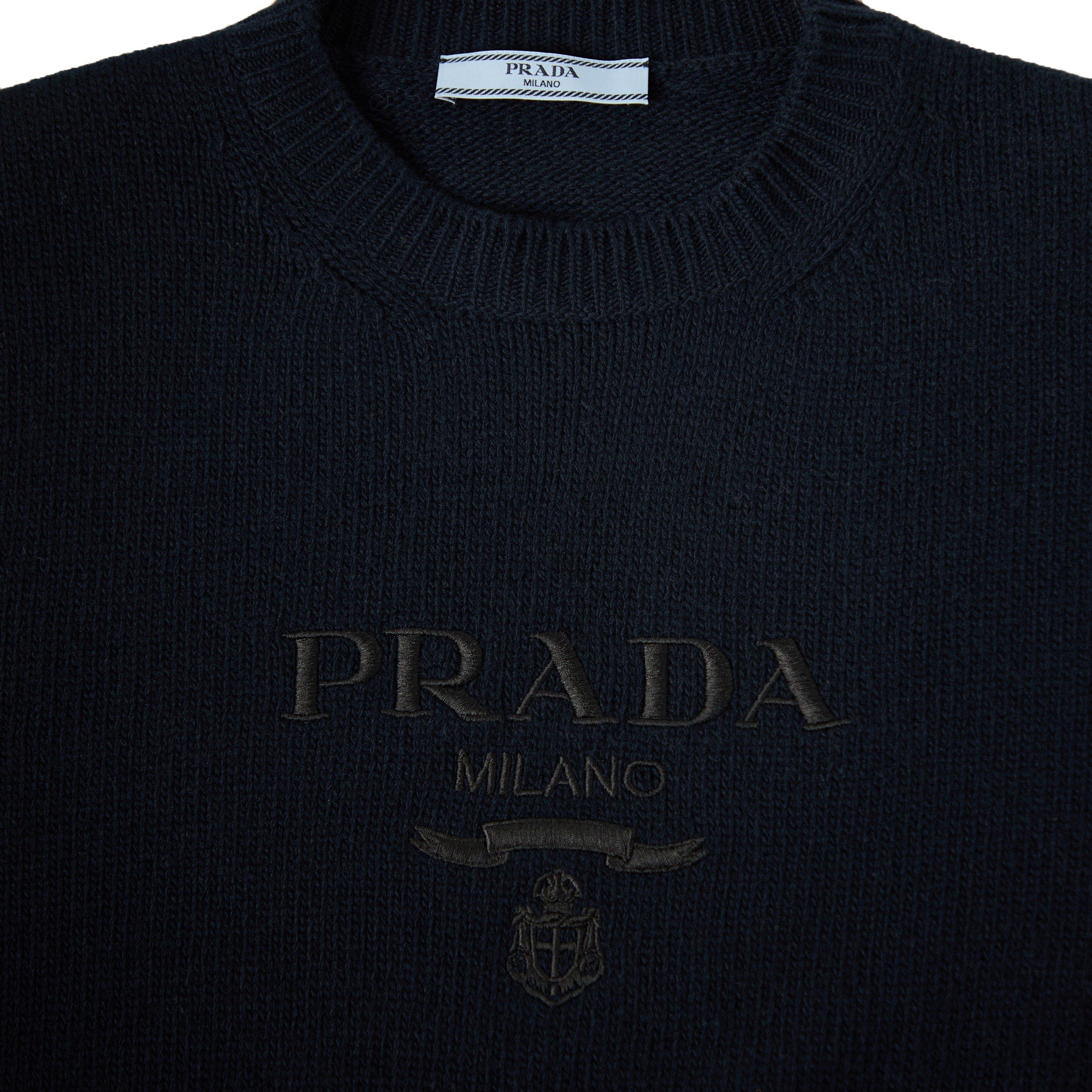 Blue - Prada - Women's Cashmere Short Sleeve Knitted Top - 5