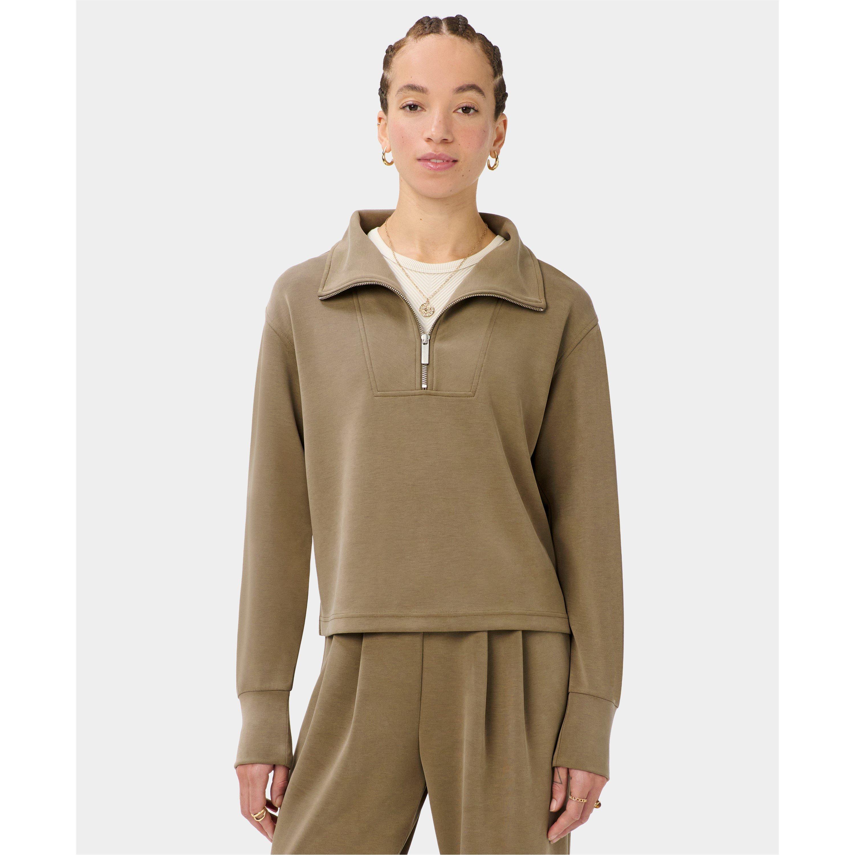 Khaki Brown - Sweaty Betty - Women's 1/4 Zip Fleece - 2
