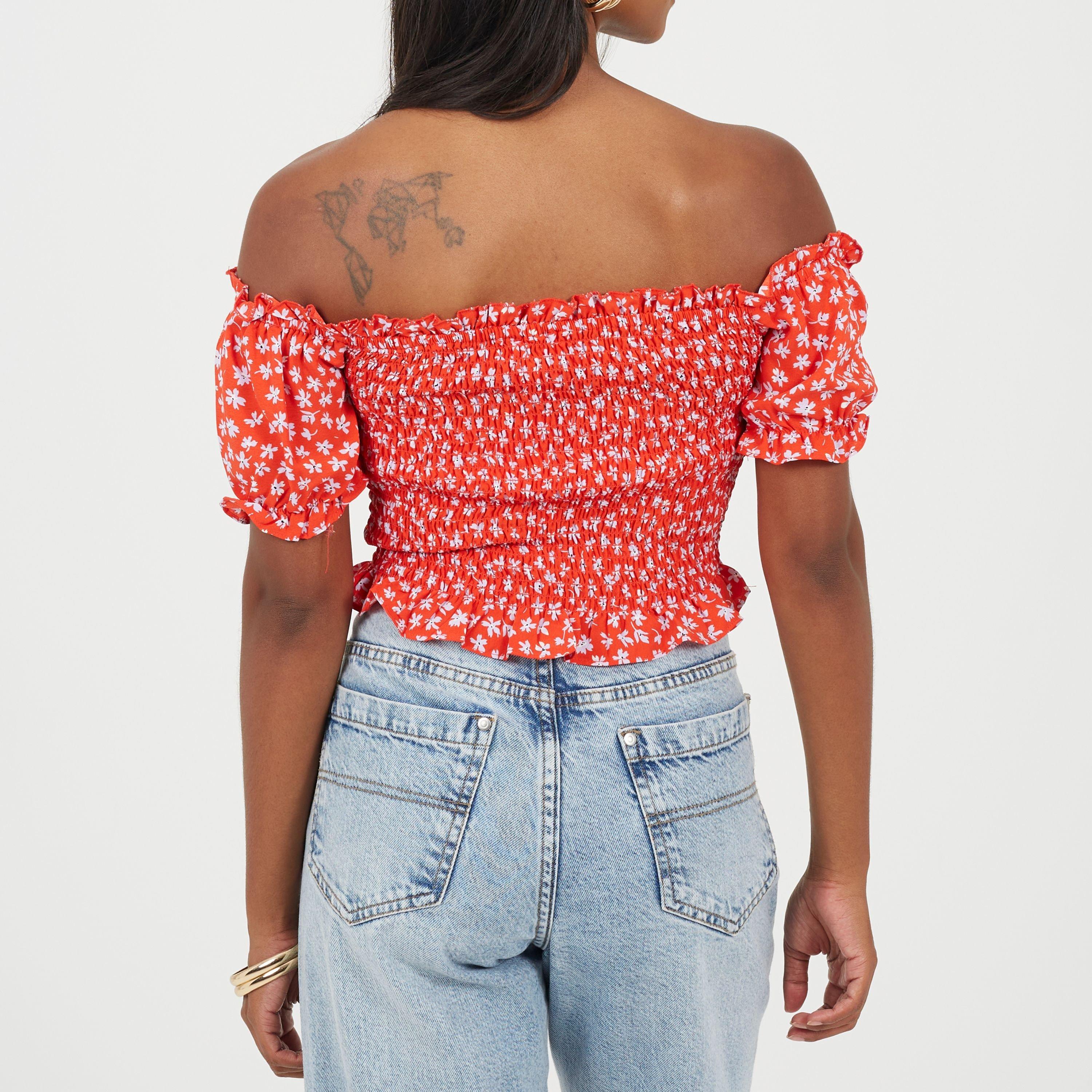 Rood/Bloemig - Brave Soul - Bardot Top Ld99 - 2