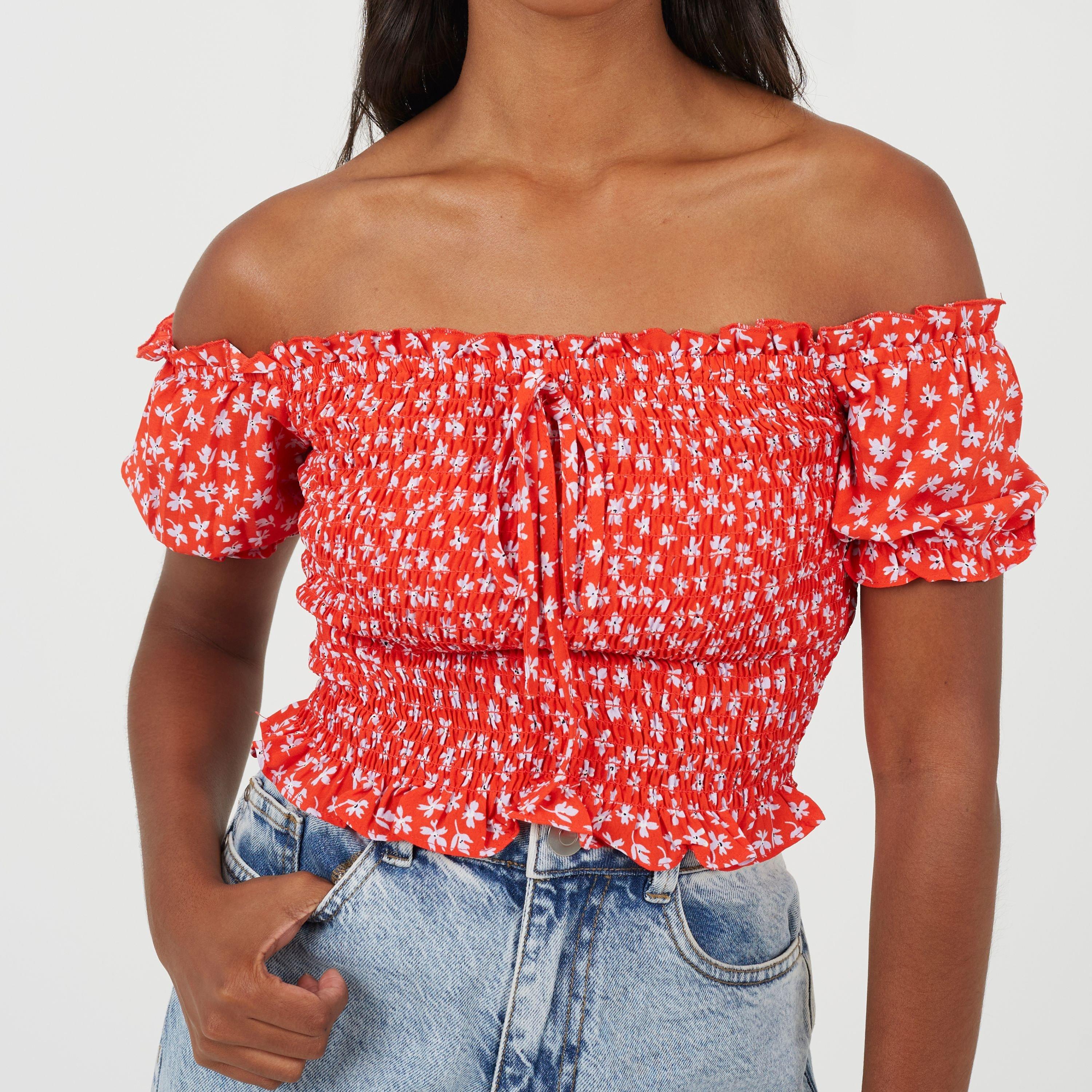 Rood/Bloemig - Brave Soul - Bardot Top Ld99 - 3