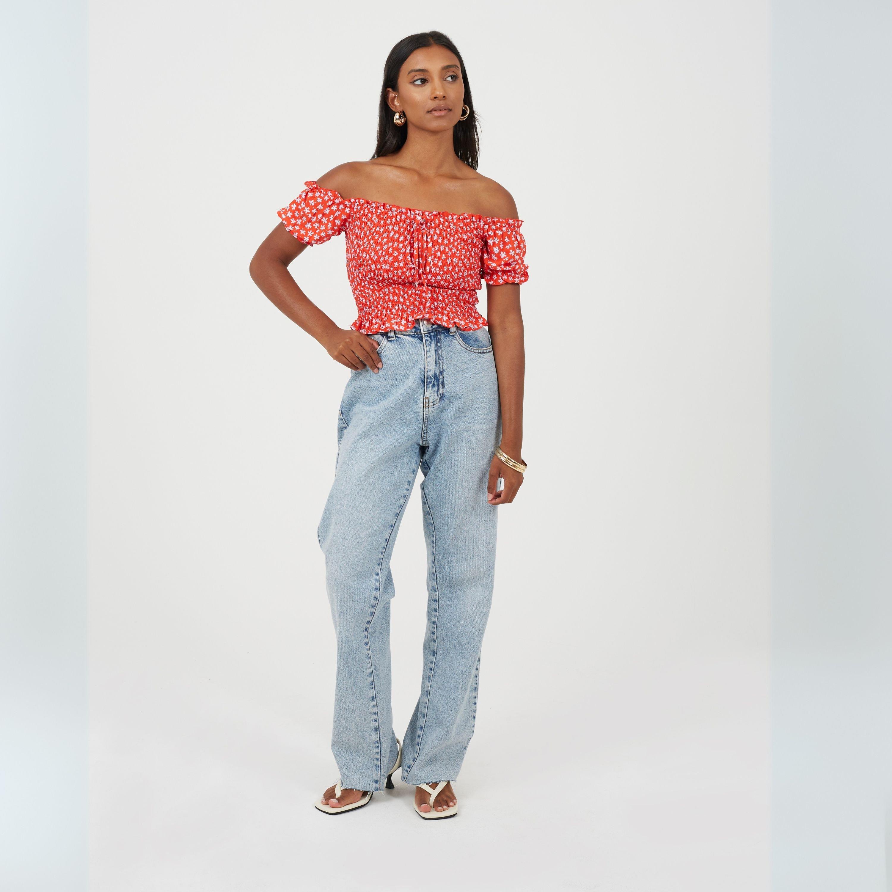 Rood/Bloemig - Brave Soul - Bardot Top Ld99 - 4