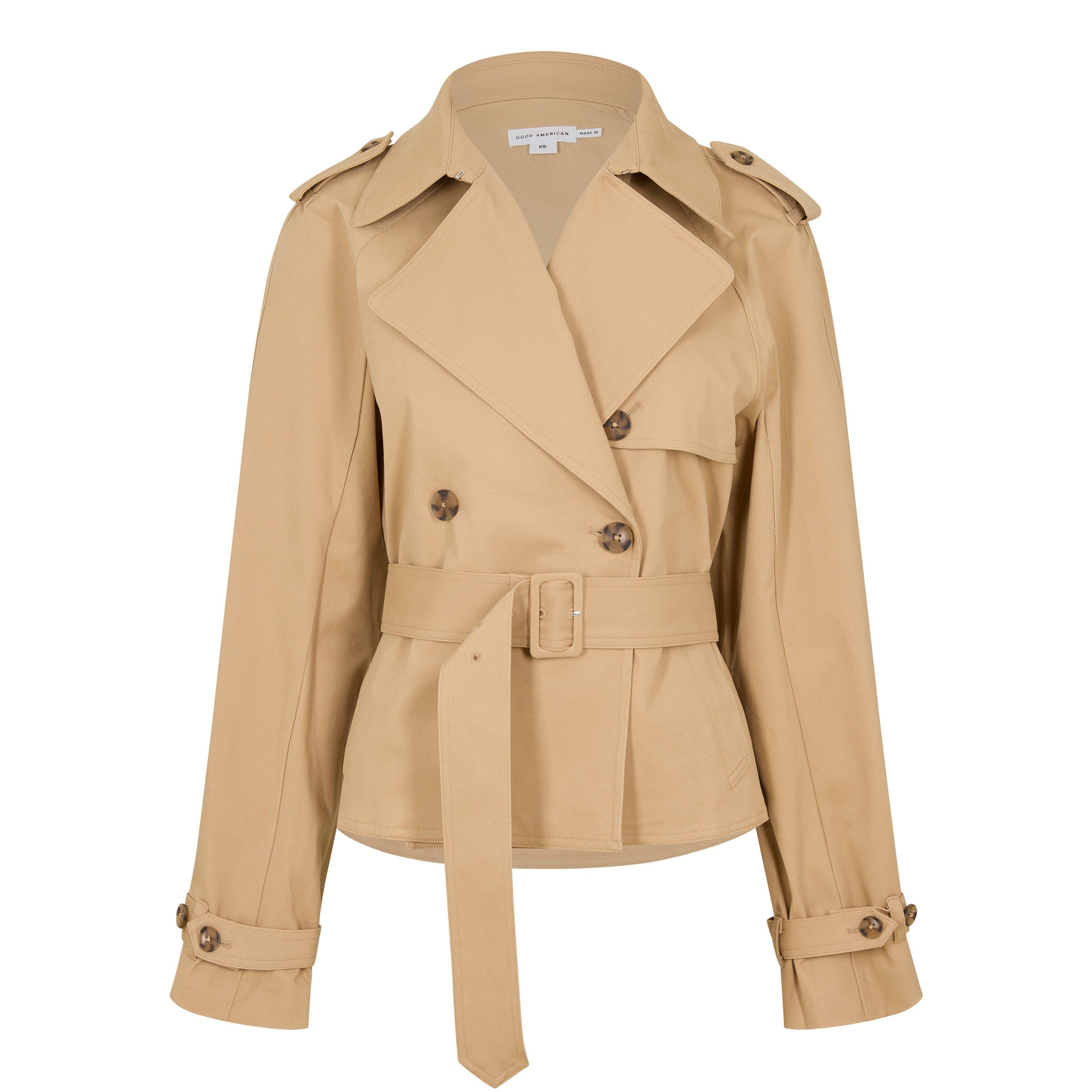sandy fawn - Good American - Women's Cropped Trench Coat - 1