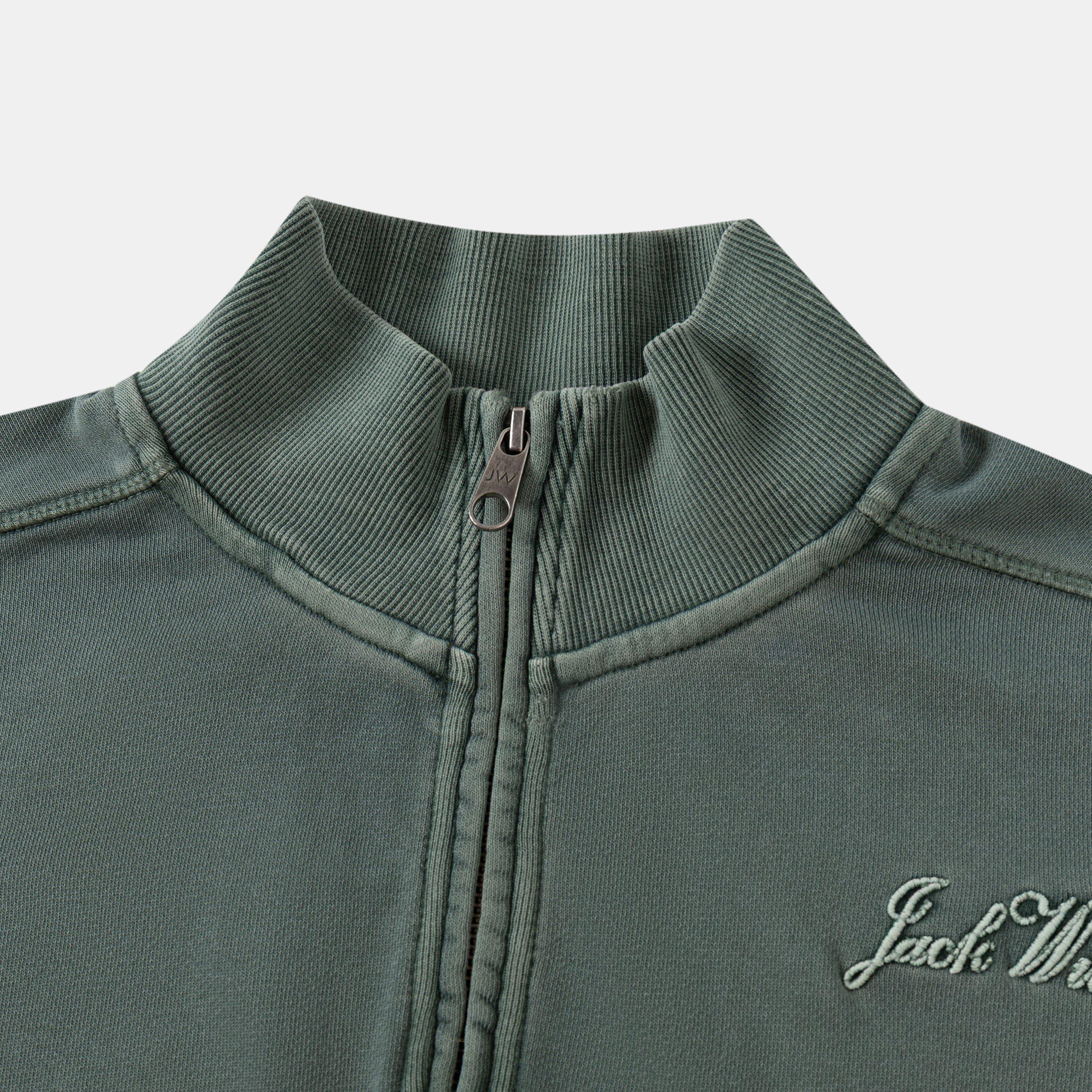 Dusky Green - Jack Wills - JW Script 1/4 Zip  Fleece Top Ladies - 3