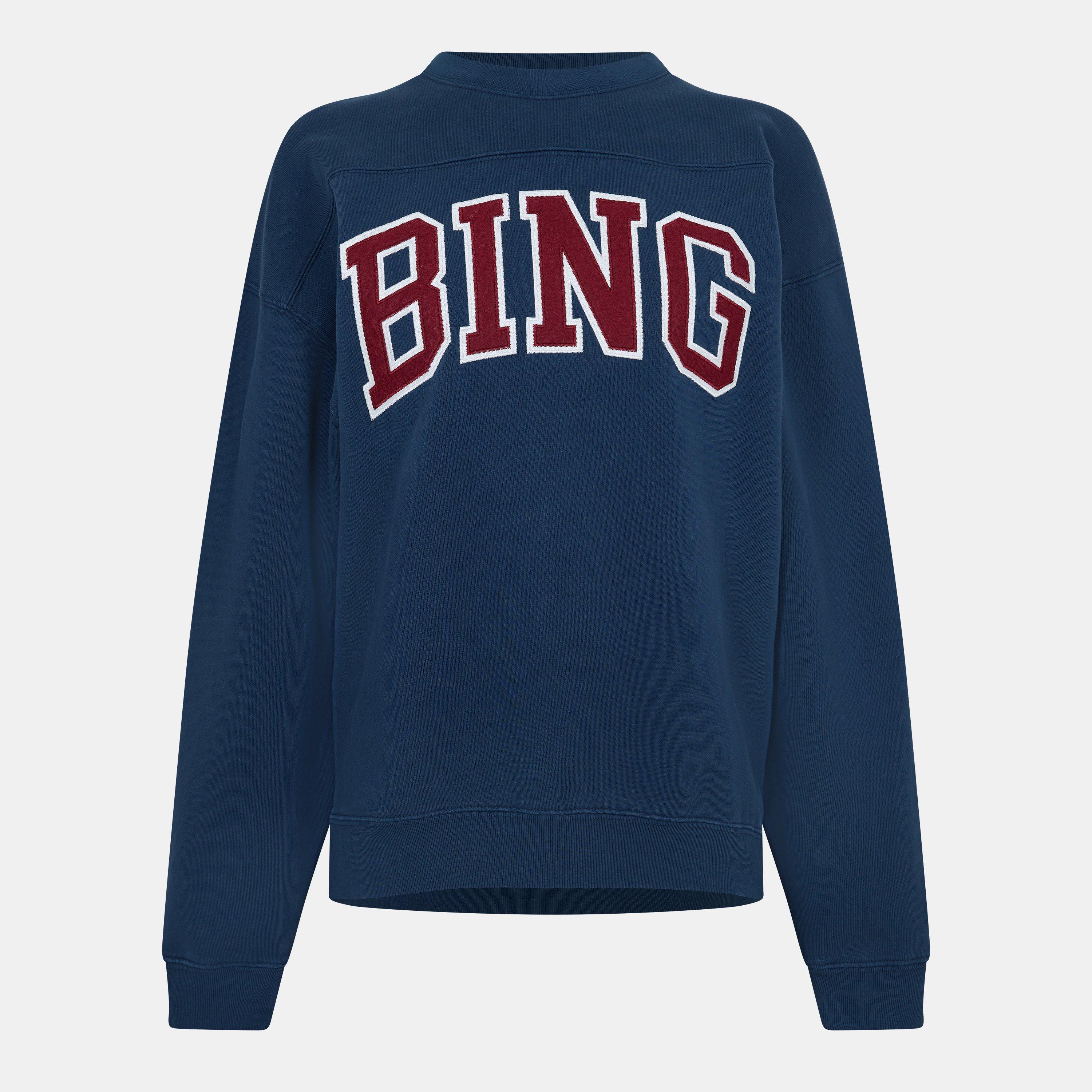Anine Bing Womens Trenton Sweatshirt - Washed Navy - Size 12 (M)