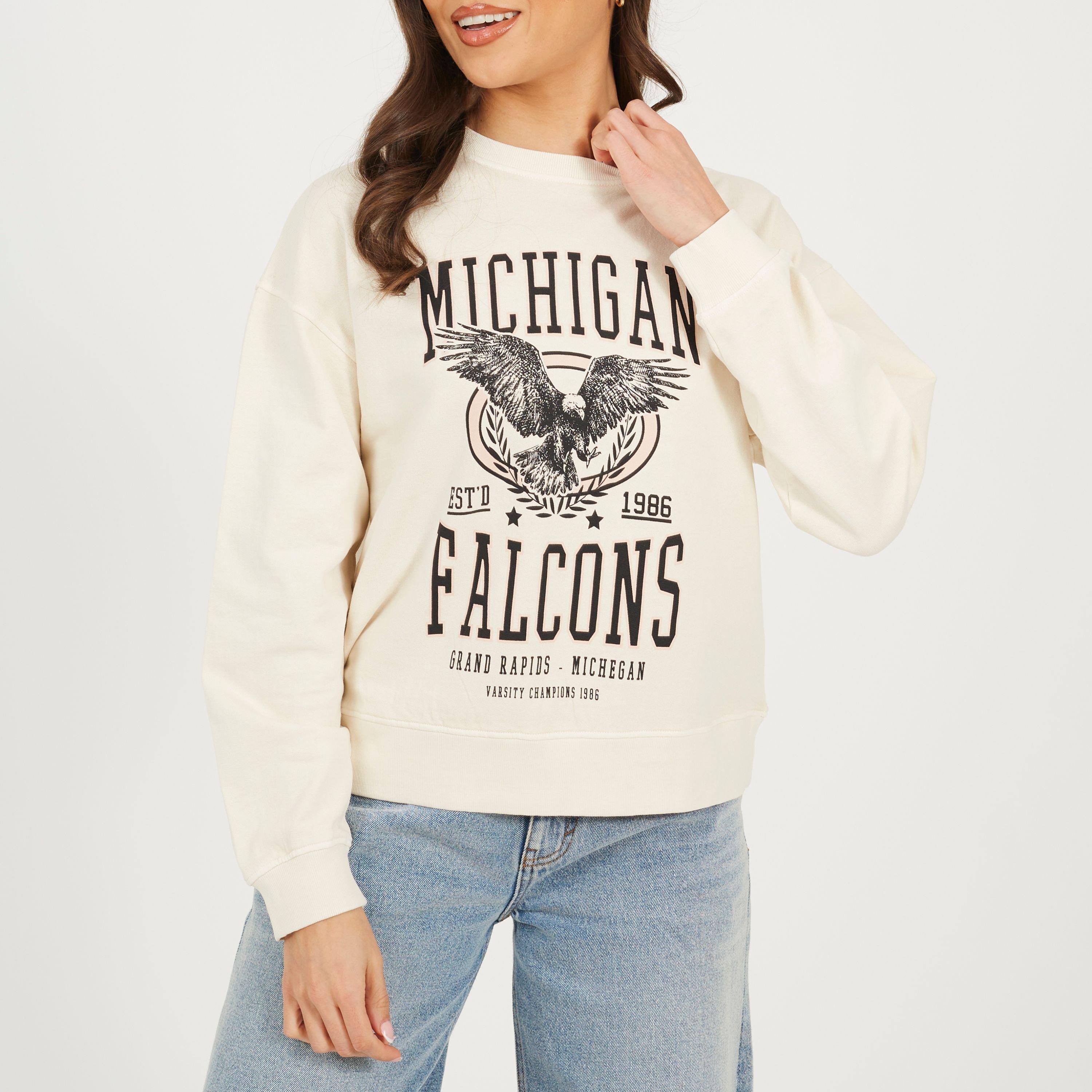Brave Soul Women's Crew Neck Graphic Sweatshirt - Beige Acid Wash - 10 (S)