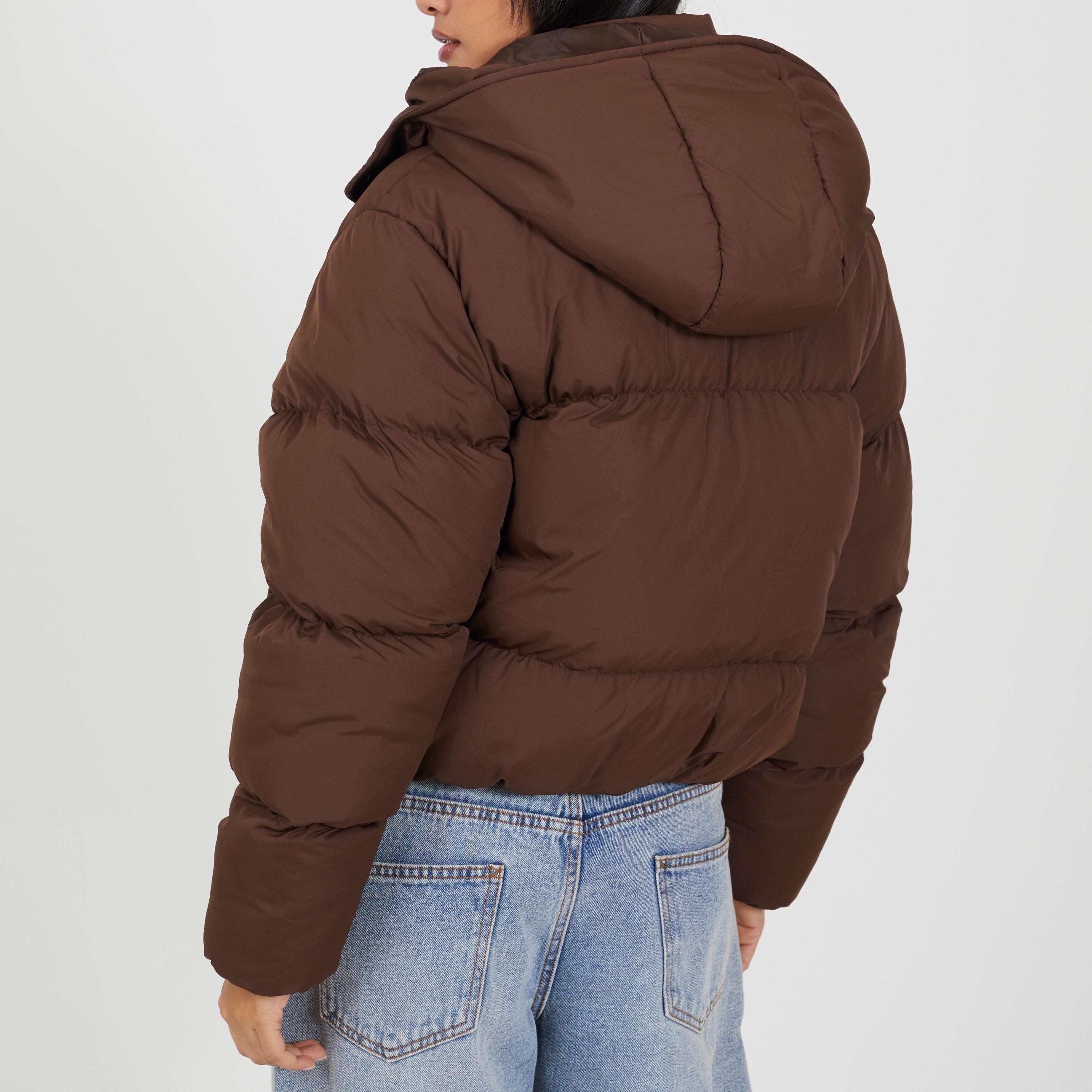 Chocolate - Brave Soul - Oversized Fit Short Puffer Jacket - 2
