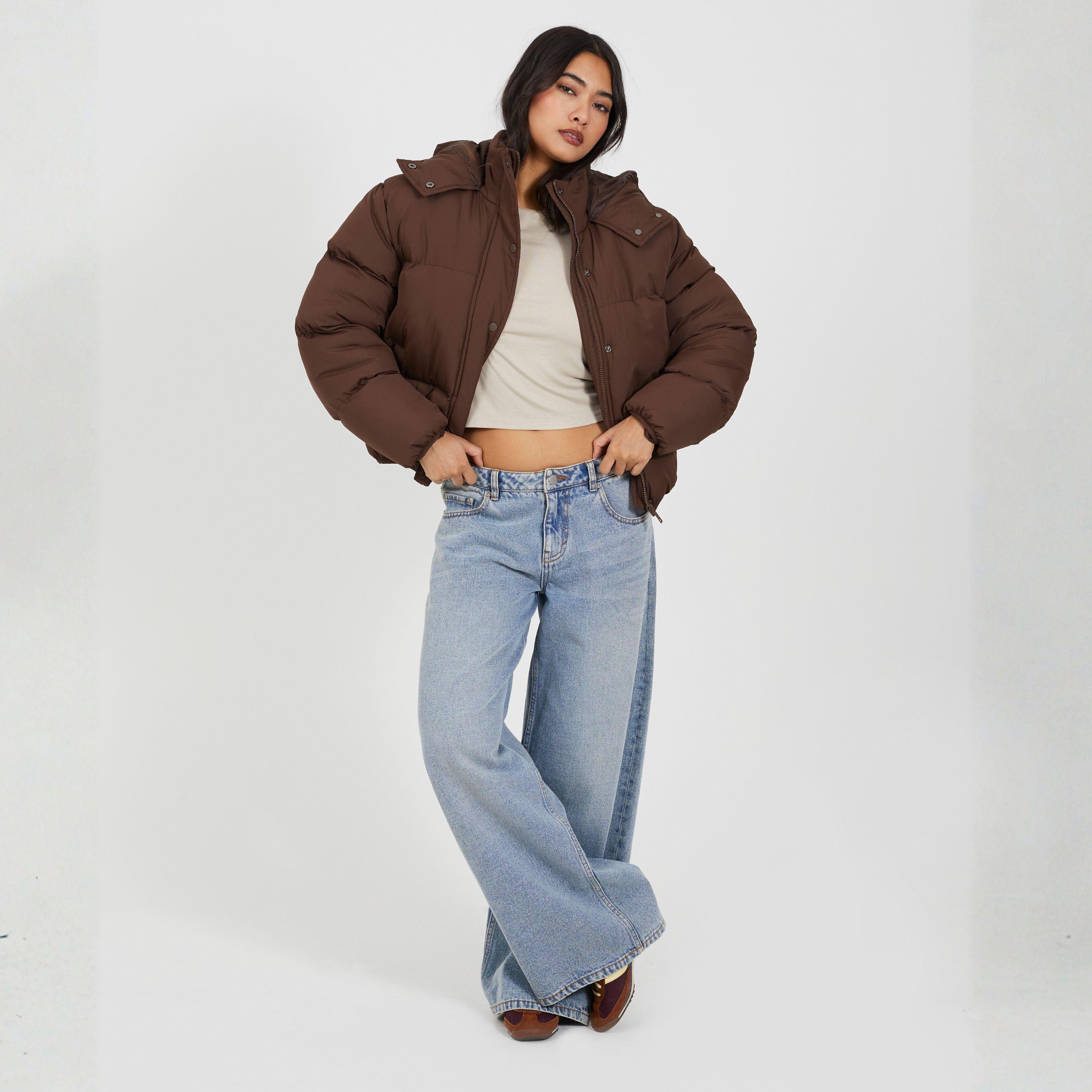 Chocolate - Brave Soul - Oversized Fit Short Puffer Jacket - 4