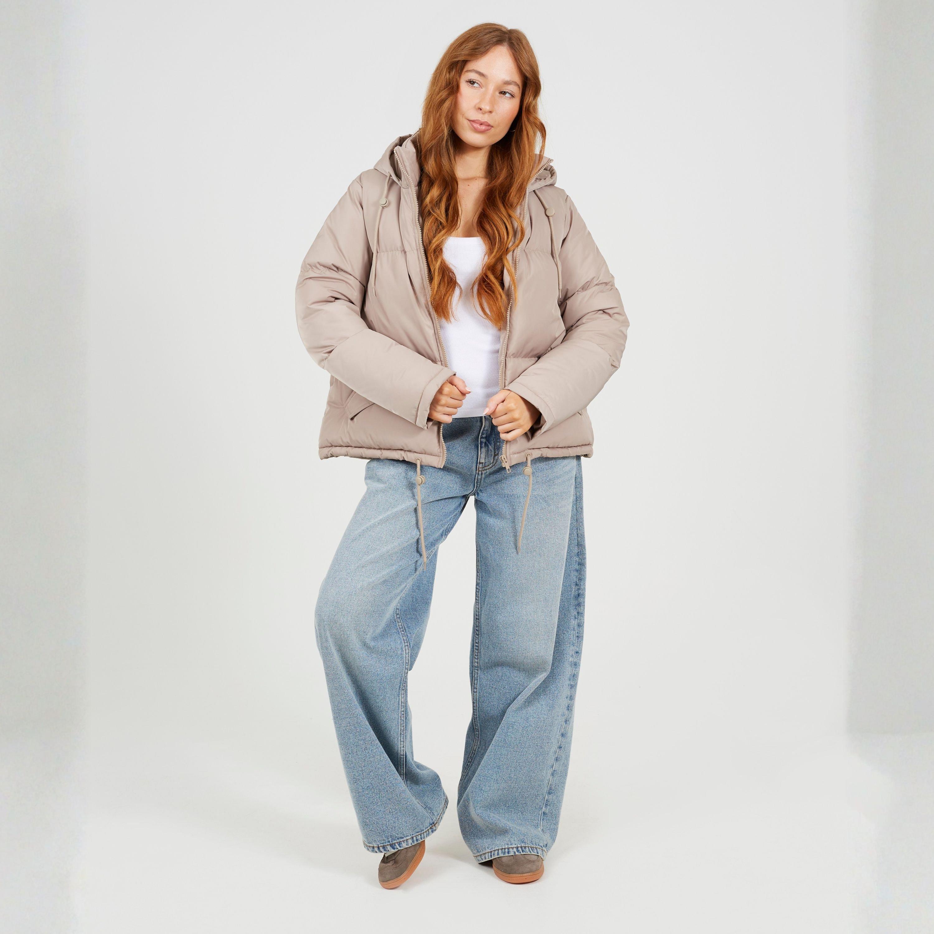 Stone/Stone - Brave Soul - Hooded Long Sleeve Short Puffer Jacket - 4