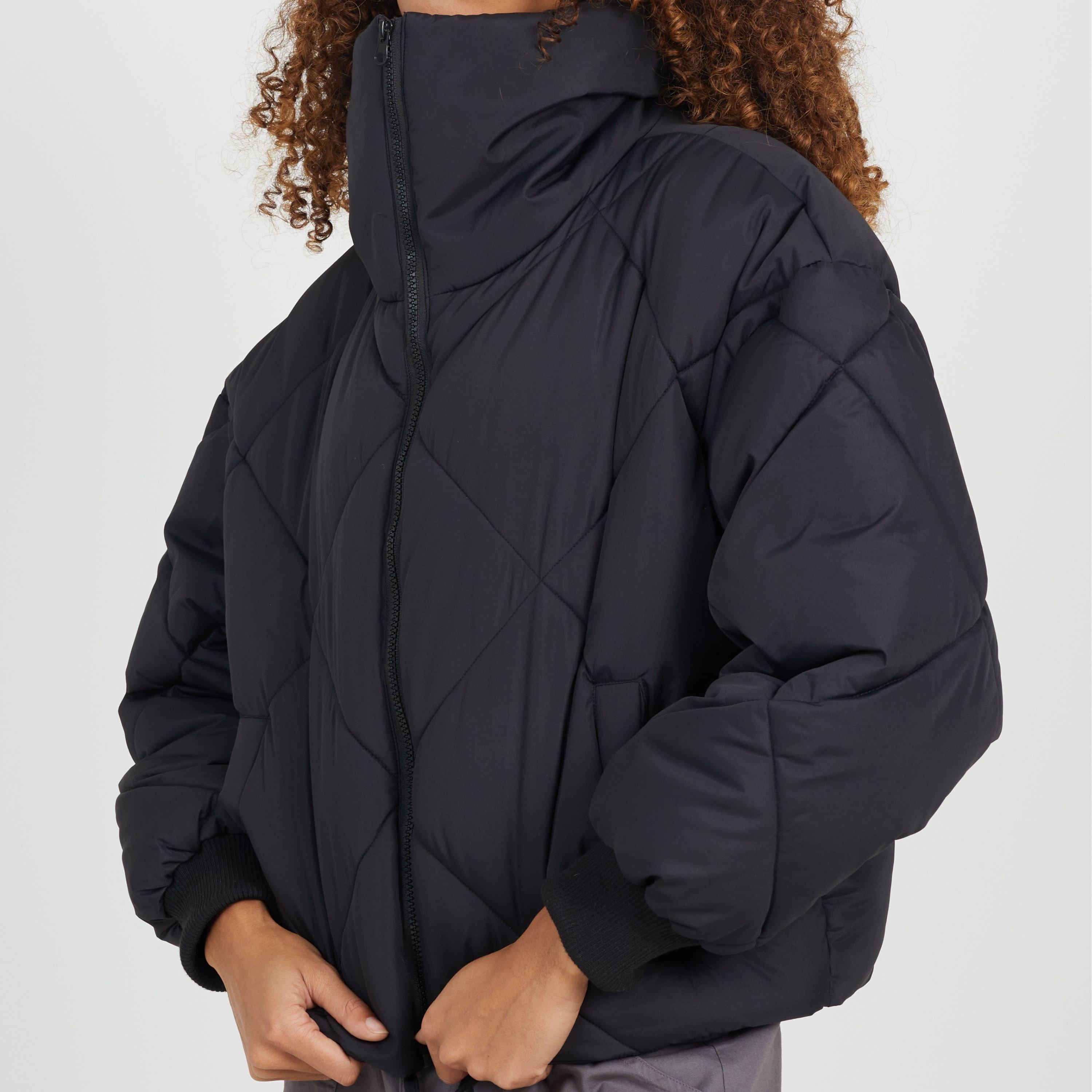 Black - Brave Soul - Women's Diamond Quilted Funnel Neck Short Puffer Jacket - 1