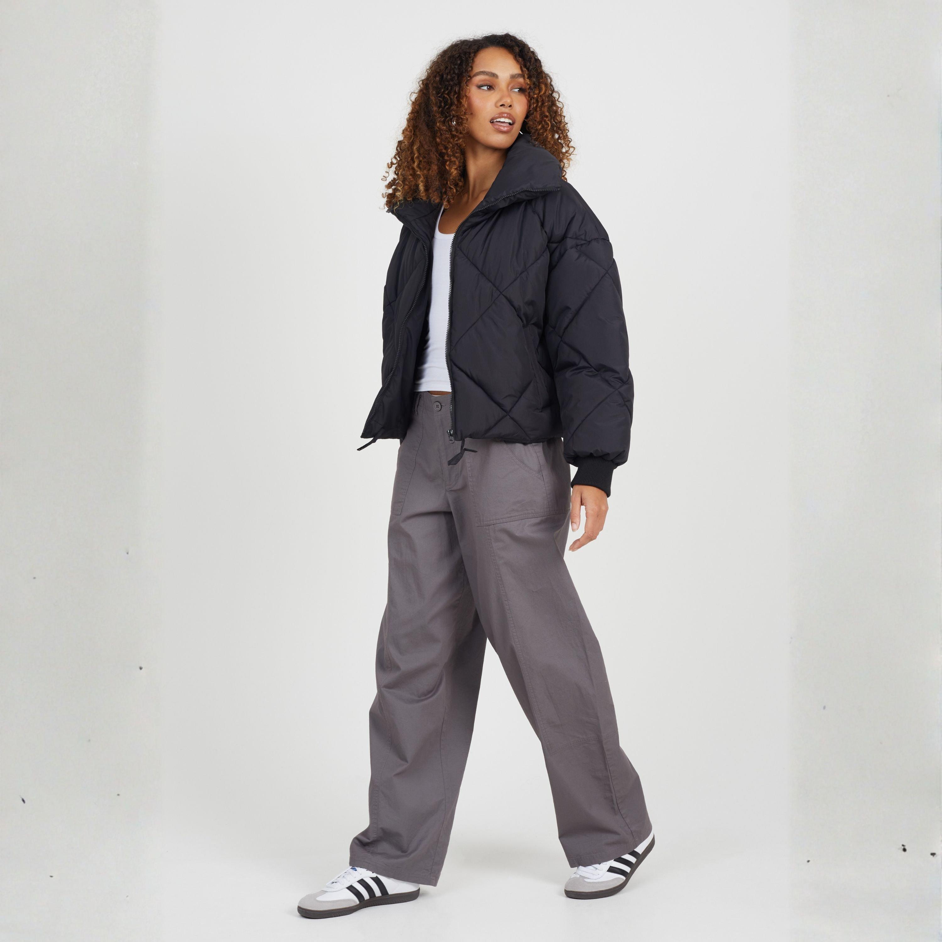 Nero - Brave Soul - Diamond Quilted Funnel Neck Short Puffer Jacket - 4