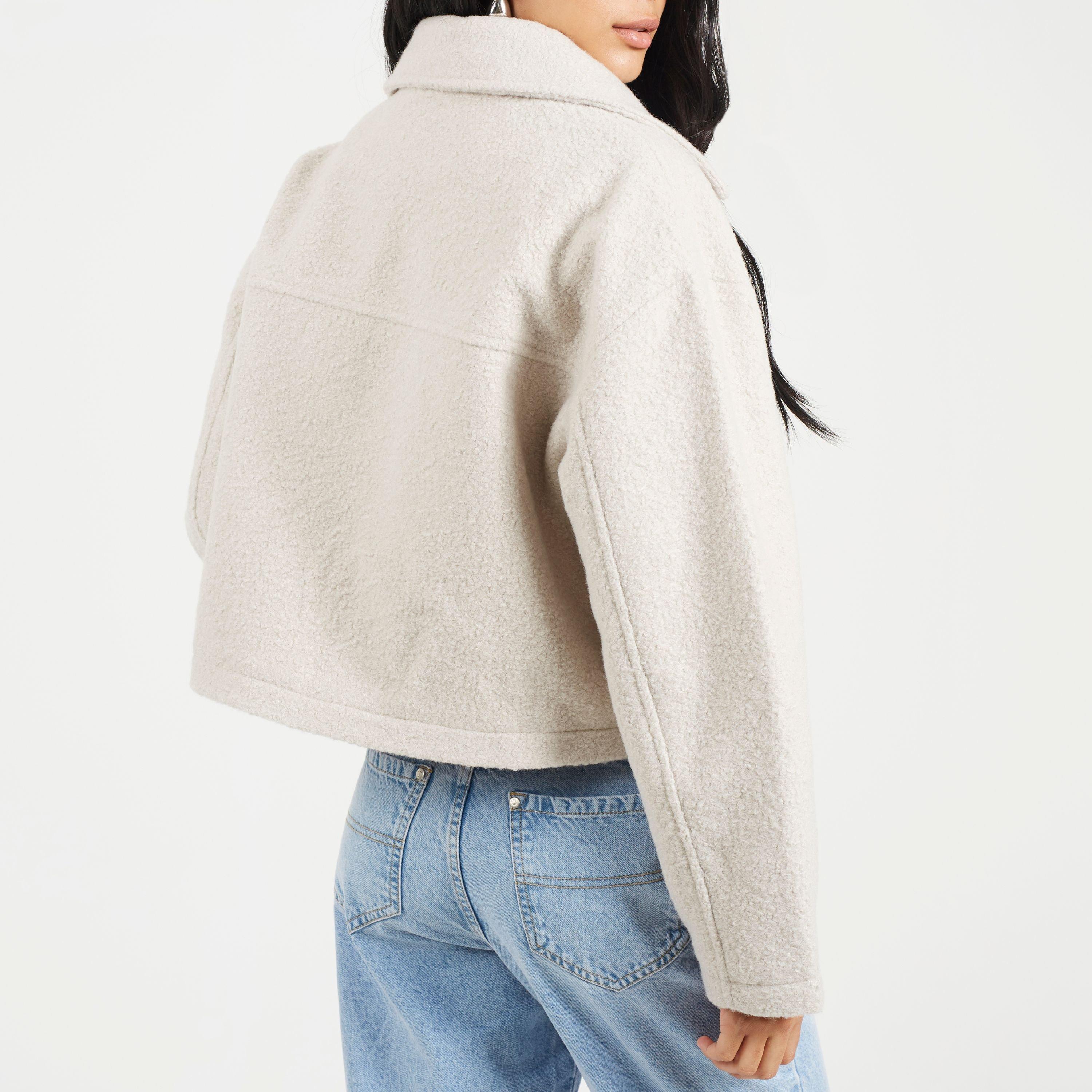 Grigio Chiaro - Brave Soul - Boucle Short Overcoat - 2