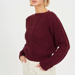 Brave Soul Womens Classic Crew Neck Cable Knit Jumper