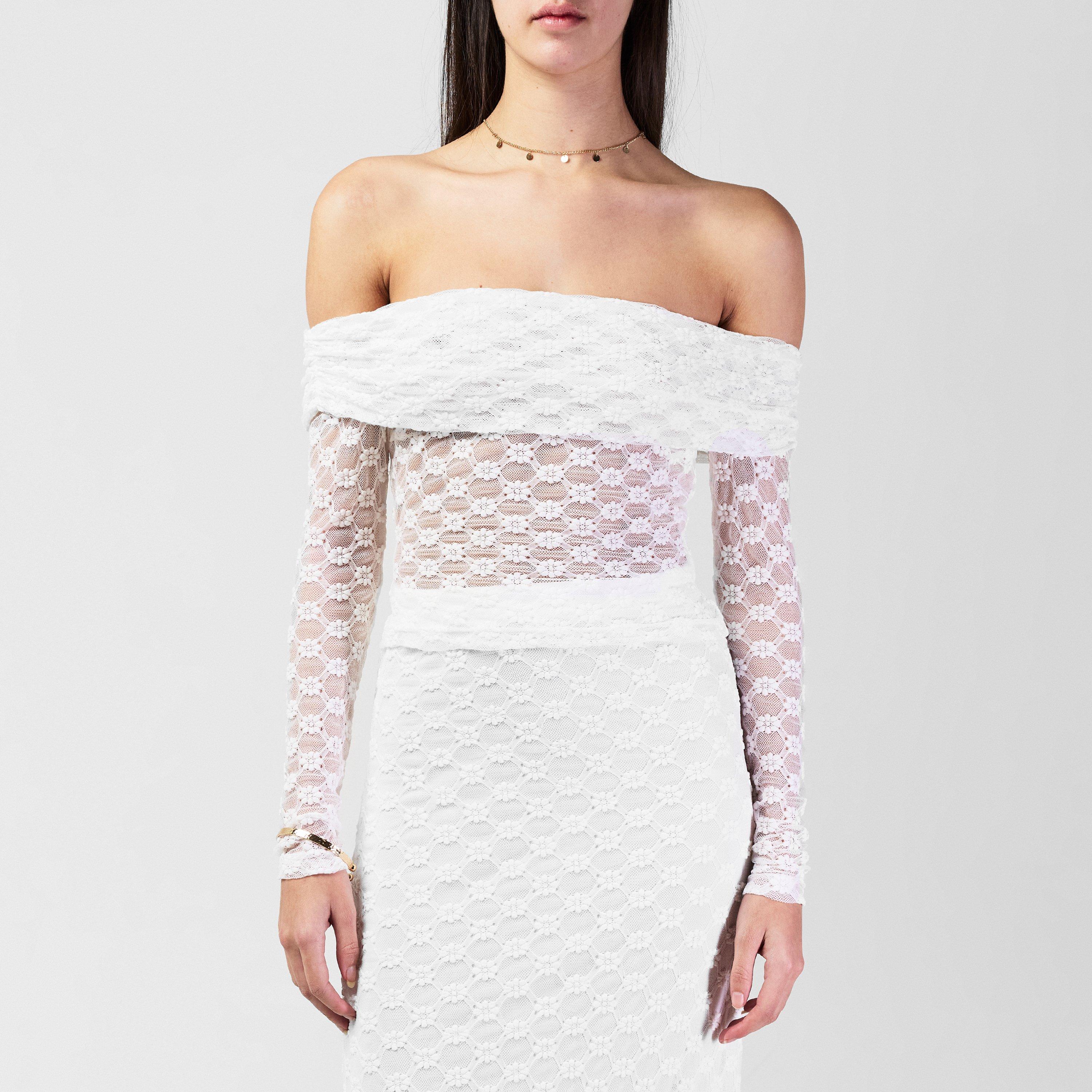 Orchid White - Bardot - Adoni Off The Shoulder Top - 1