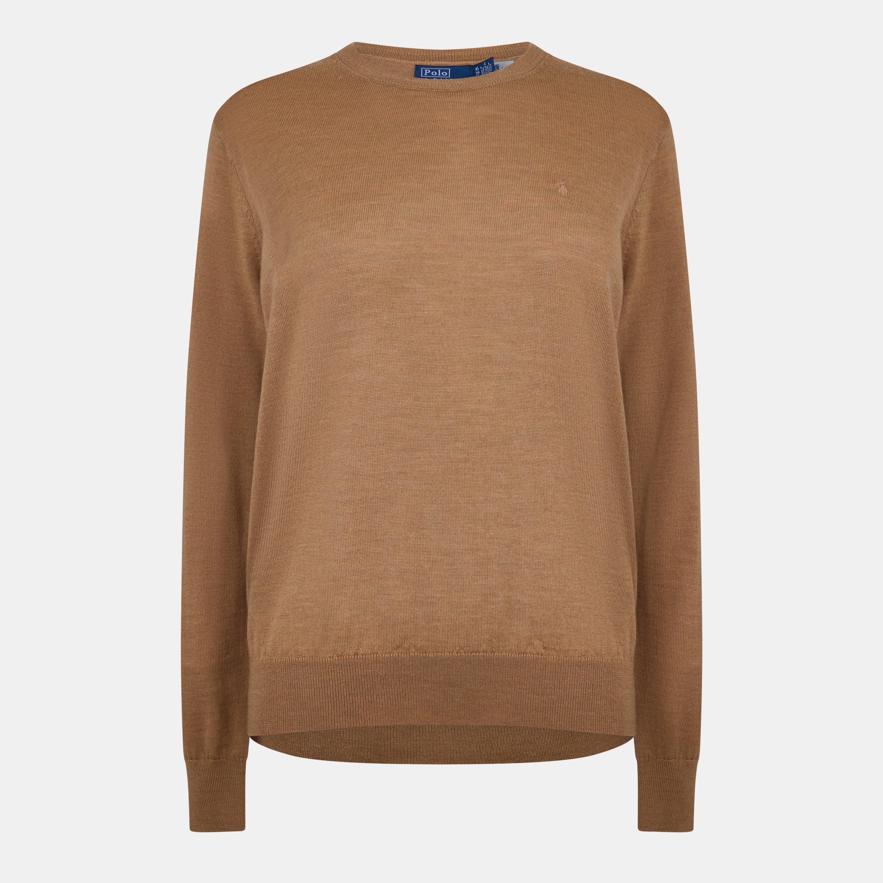 Ralph Lauren Women's Long Sleeve Cotton Crew Sweatshirt - Camel Melange - 10 (S)
