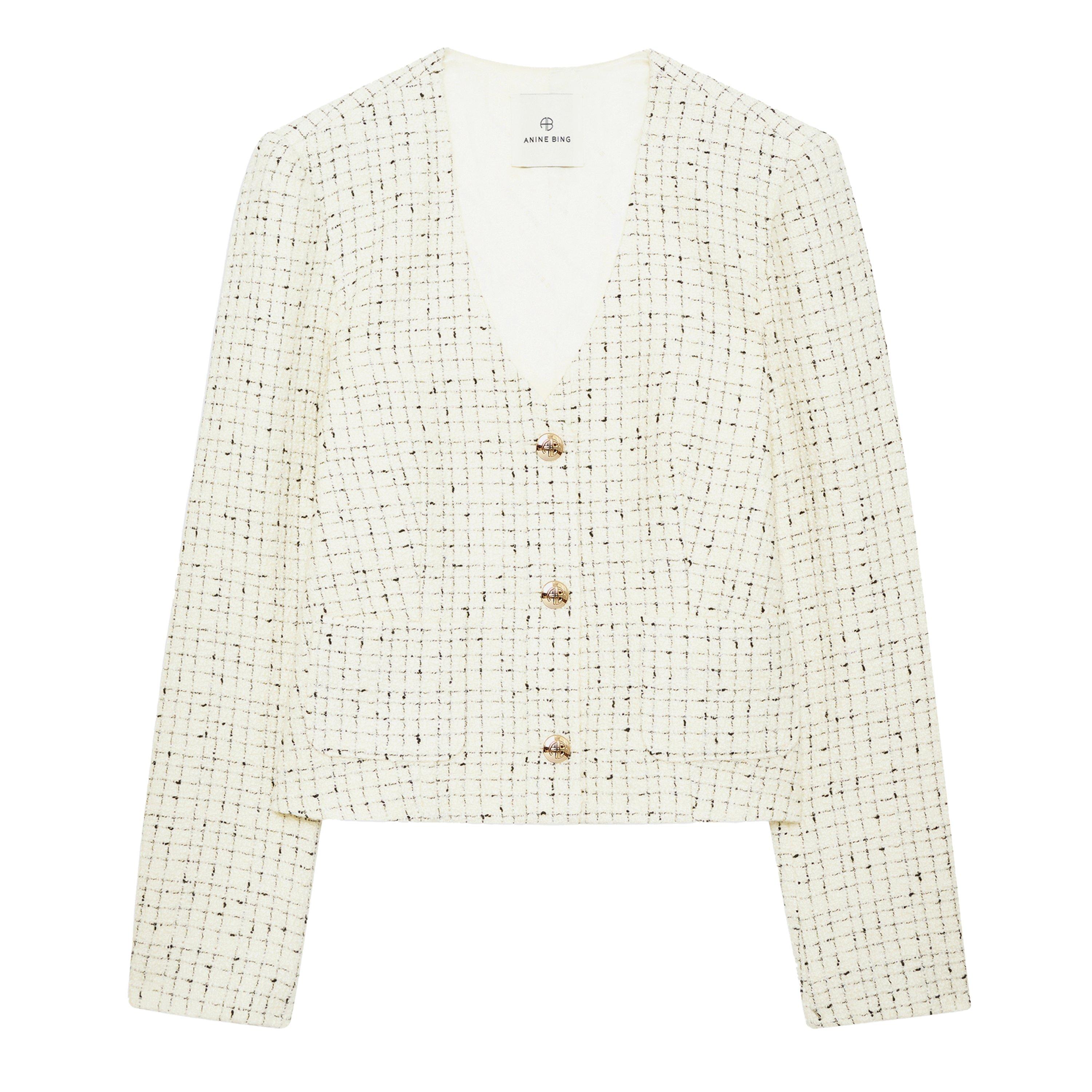 Anine Bing Womens Anitta Jacket -  Cream/Black - Size 12 (M)