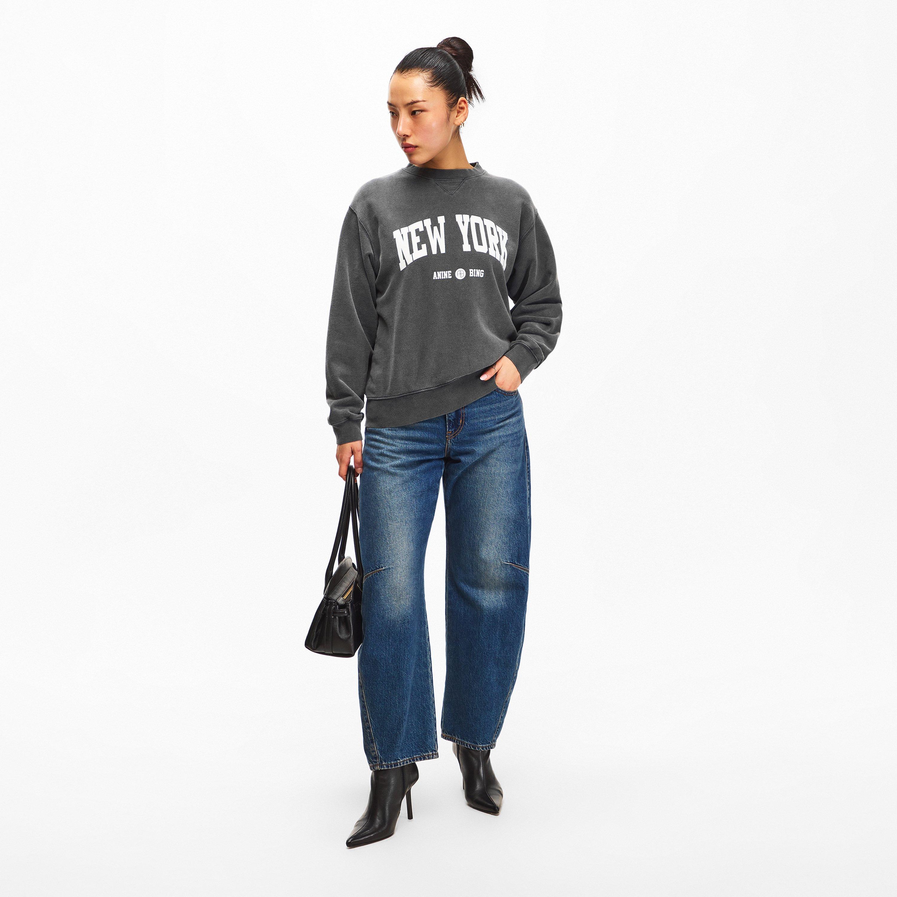  Washed Black - Anine Bing - Womens Ramona University Sweatshirt - 6