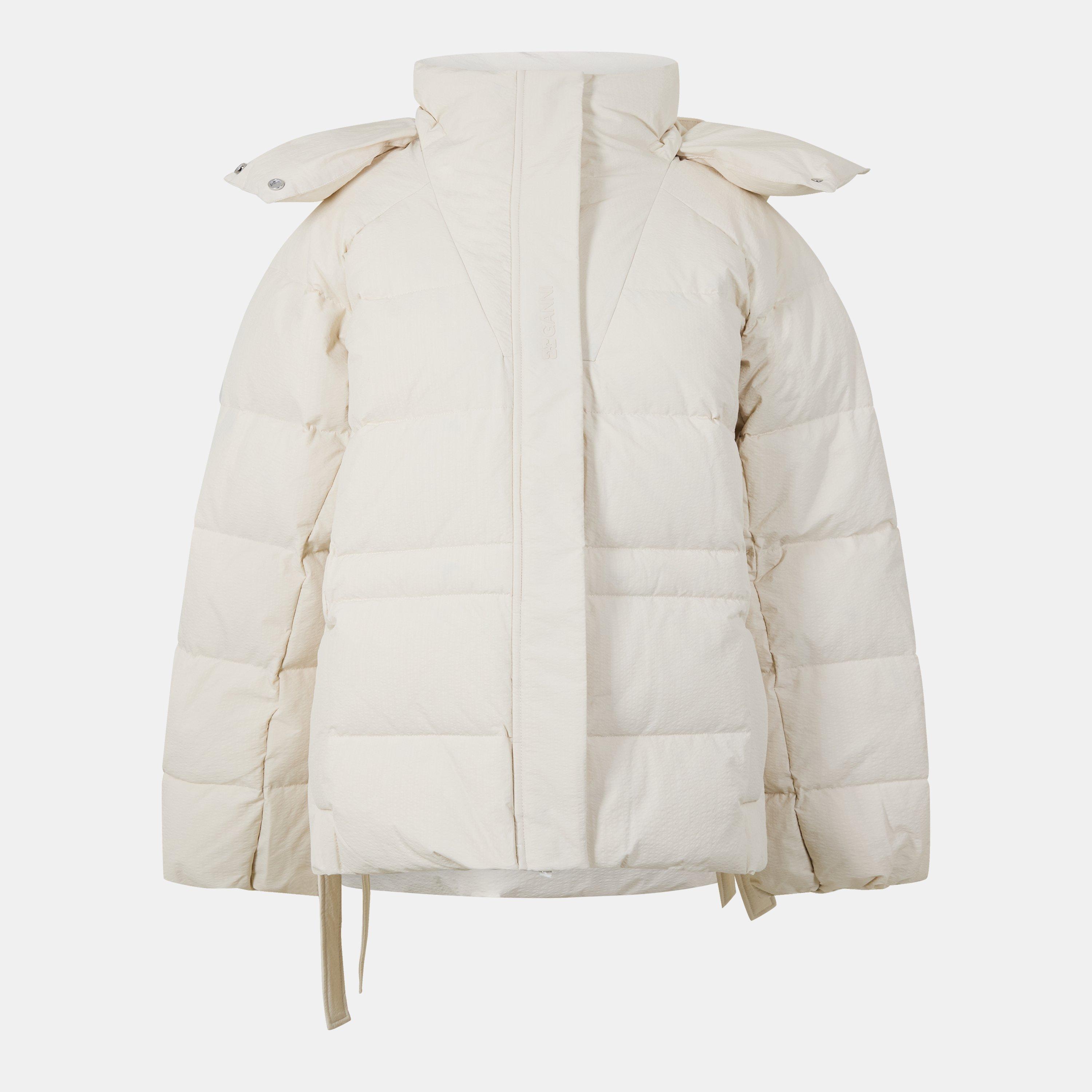 Ganni Women's Oversized Medium Puffer Jacket - Tofu - Size 12 (38)