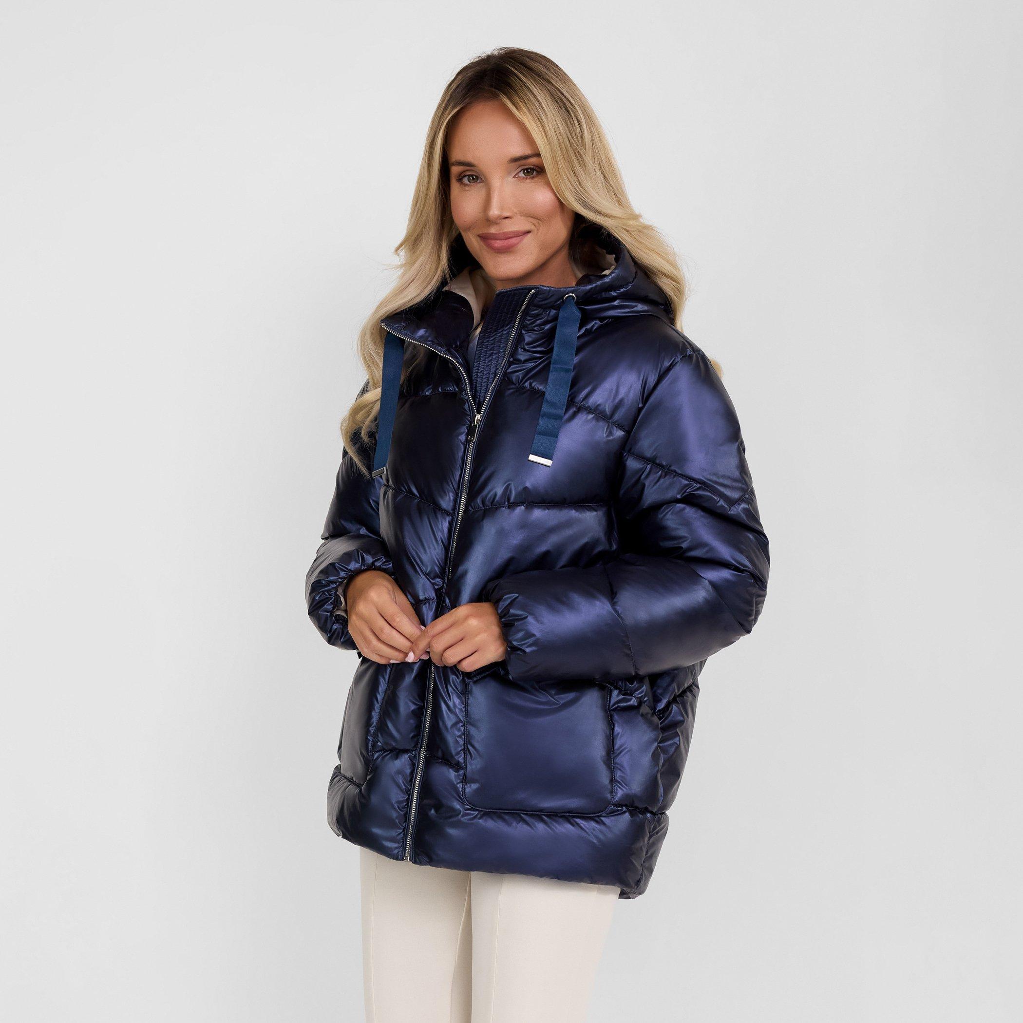 Dark Blue - Minoti - Women quilted short hooded jacket with zip and pockets navy - 2