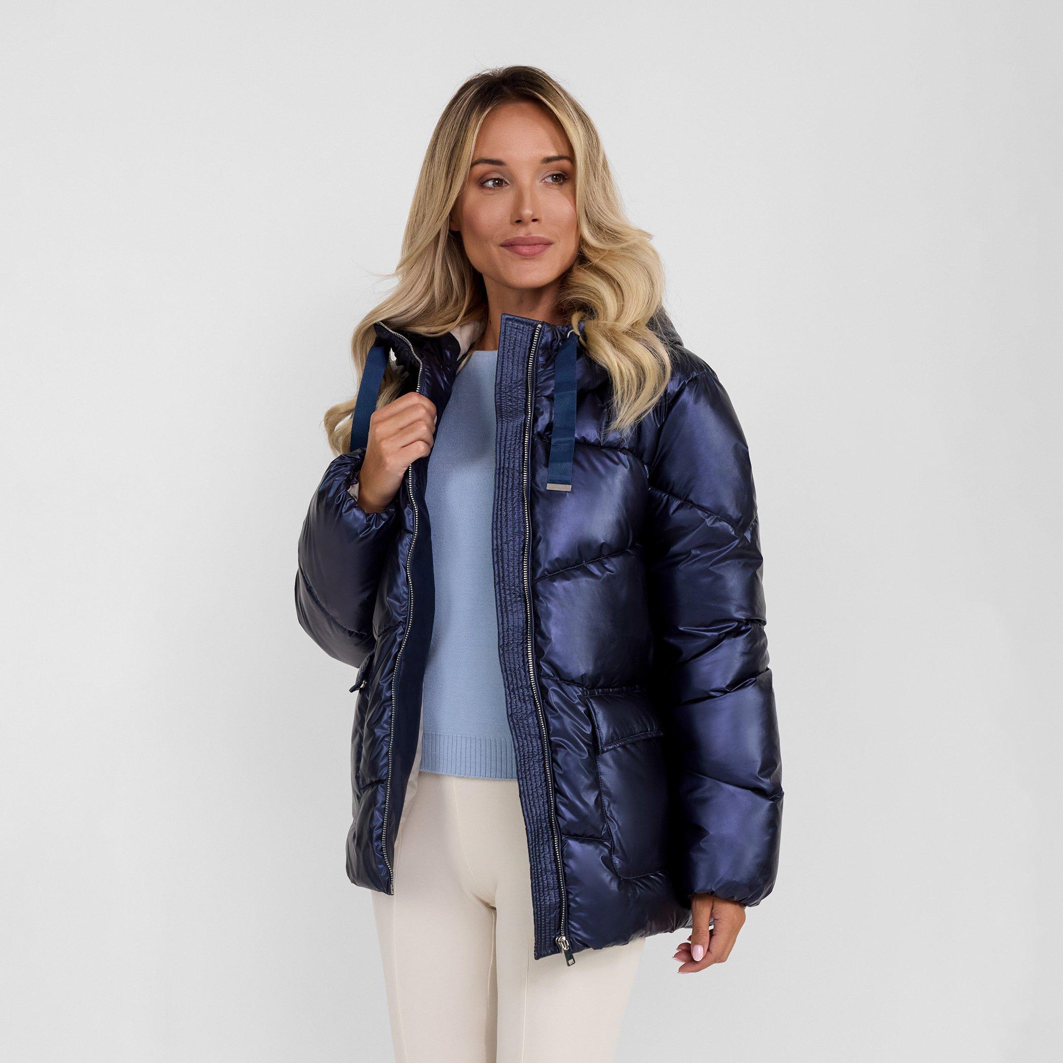 Dark Blue - Minoti - Women quilted short hooded jacket with zip and pockets navy - 4
