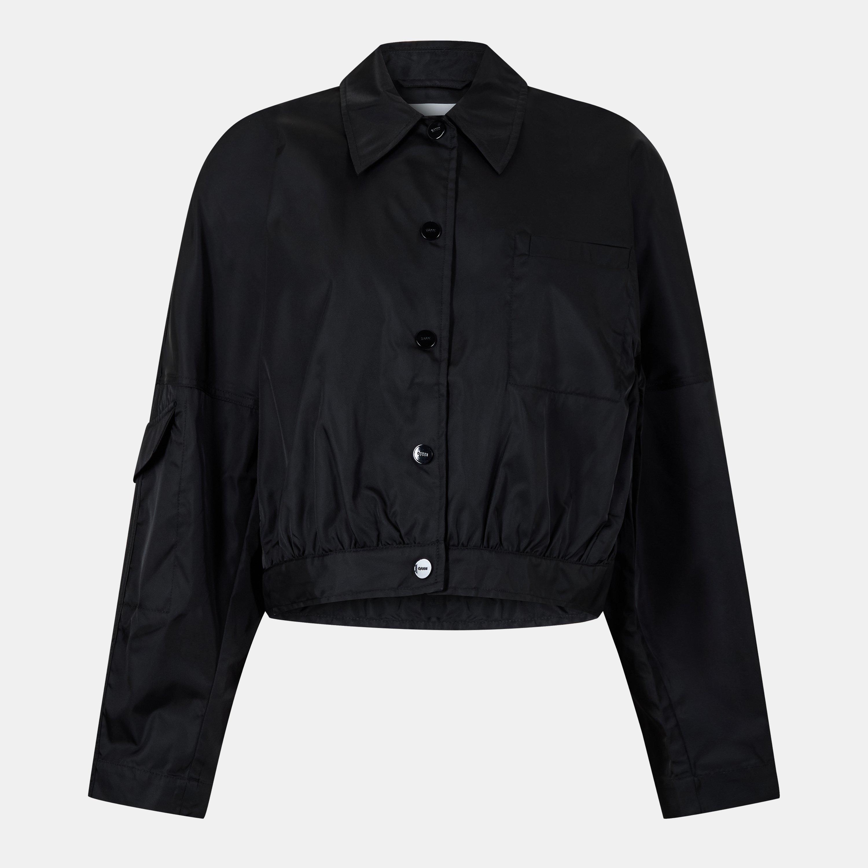 Ganni Women's Duchess Bomber Jacket - Black - Size 12 (38)