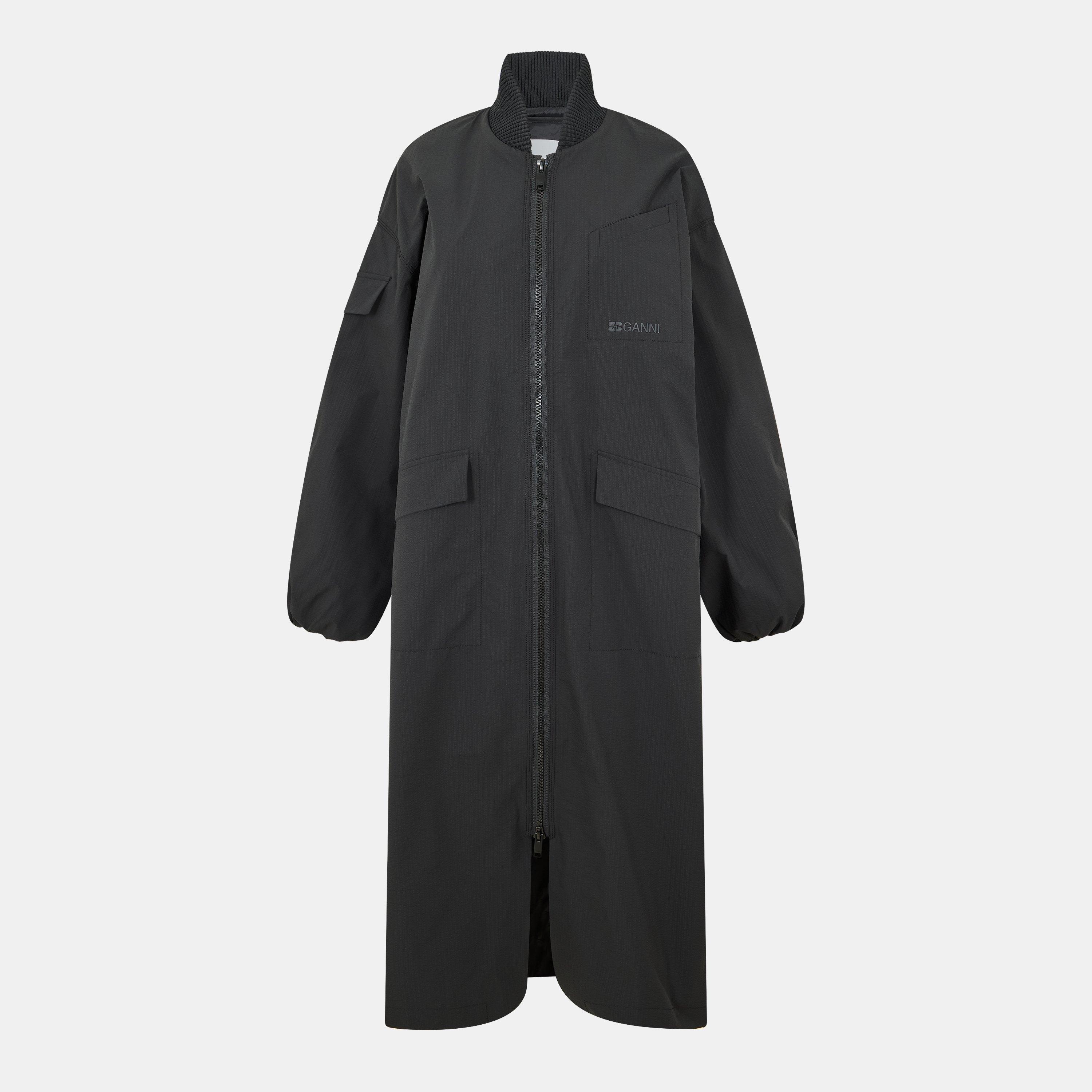 Black - Ganni - Women's 2 in 1 Oversized Cotton Softshell Jacket - 1
