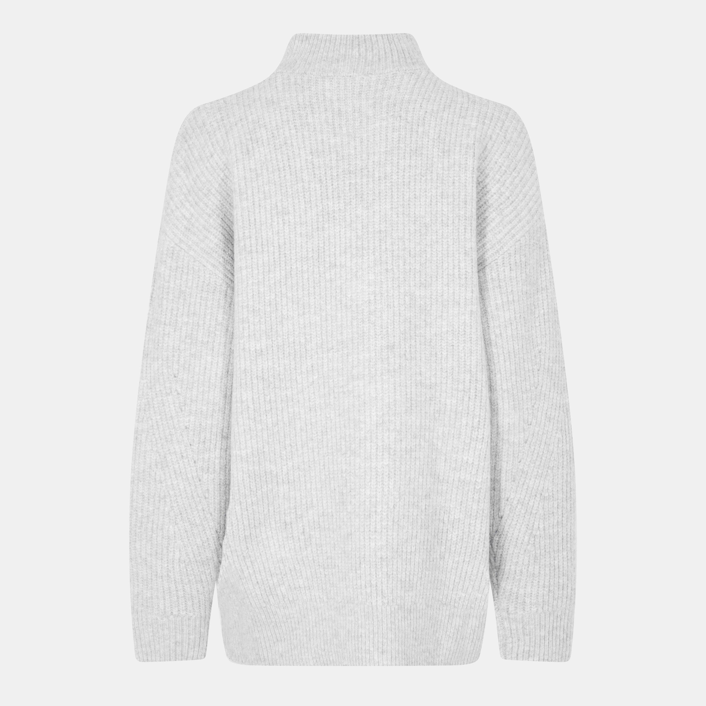 Grey Marl - Jack Wills - High Neck Zip Knitted Jumper - 2