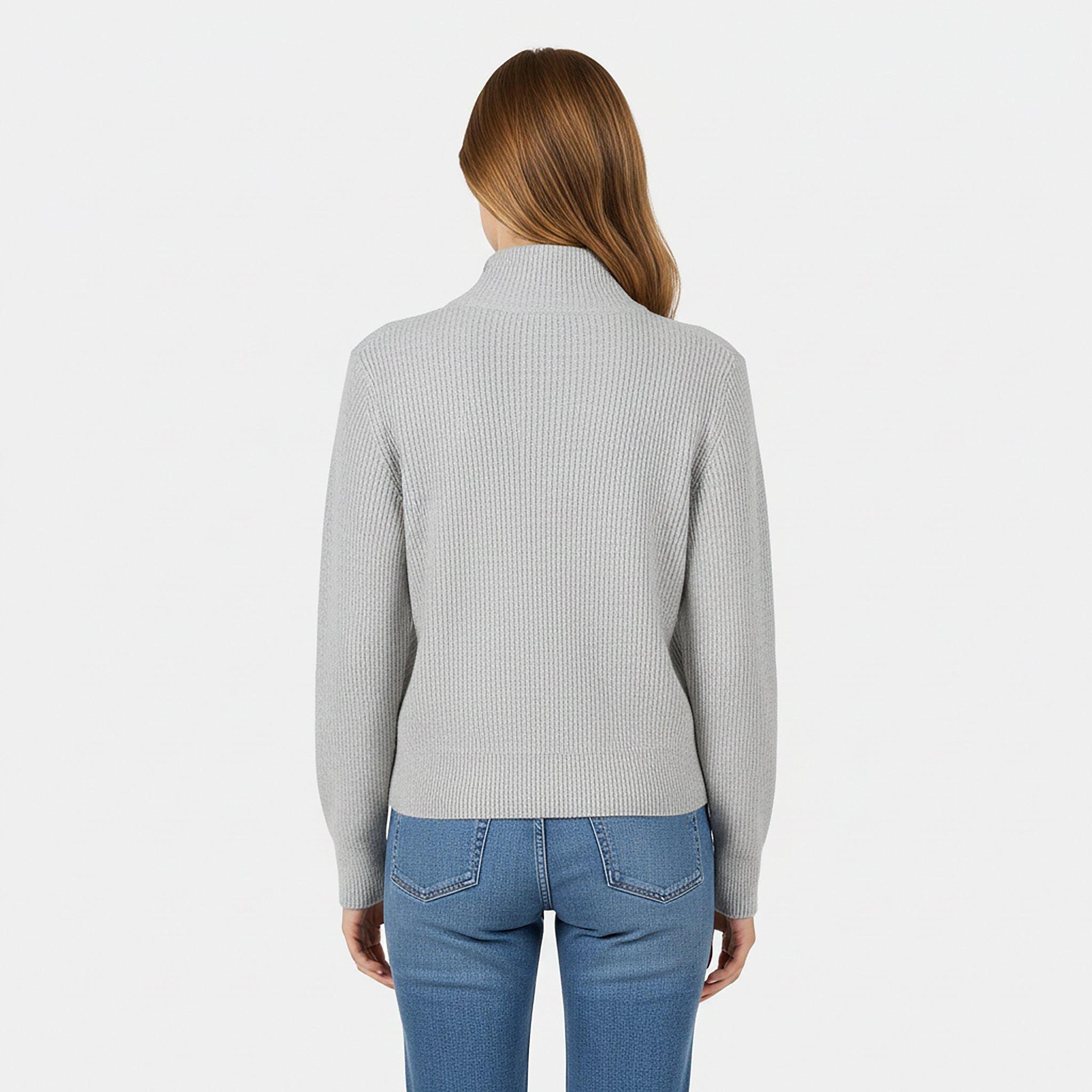 Grey Marl - Jack Wills - High Neck Zip Knitted Jumper - 4