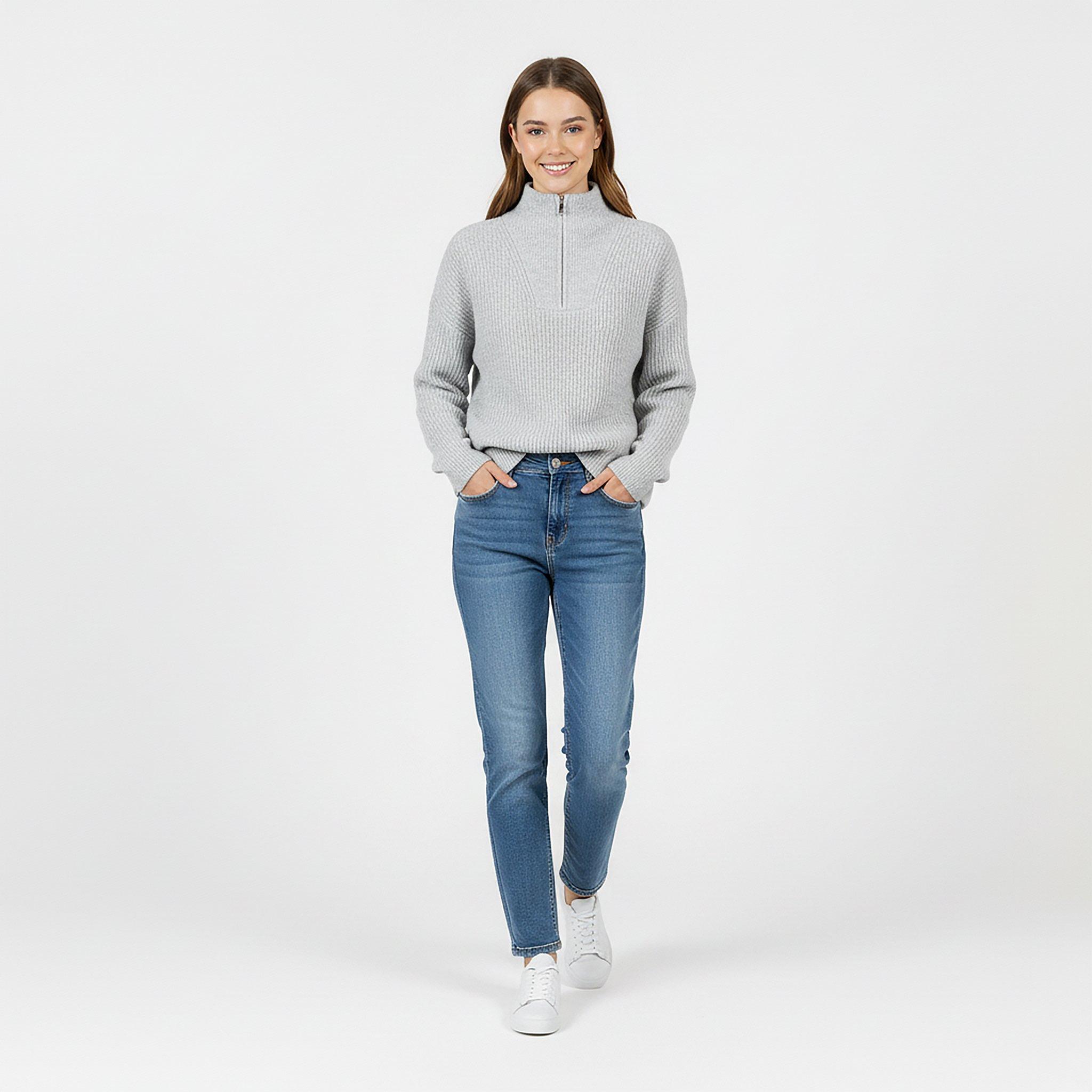 Grey Marl - Jack Wills - High Neck Zip Knitted Jumper - 5