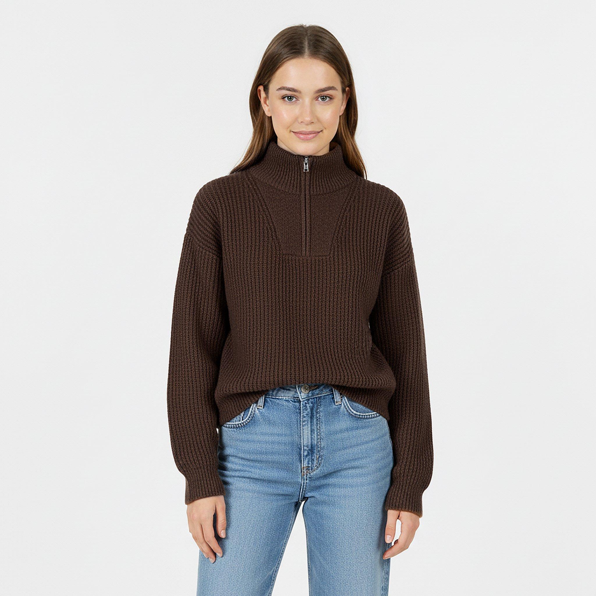 Cocoa - Jack Wills - High Neck Zip Knitted Jumper - 3