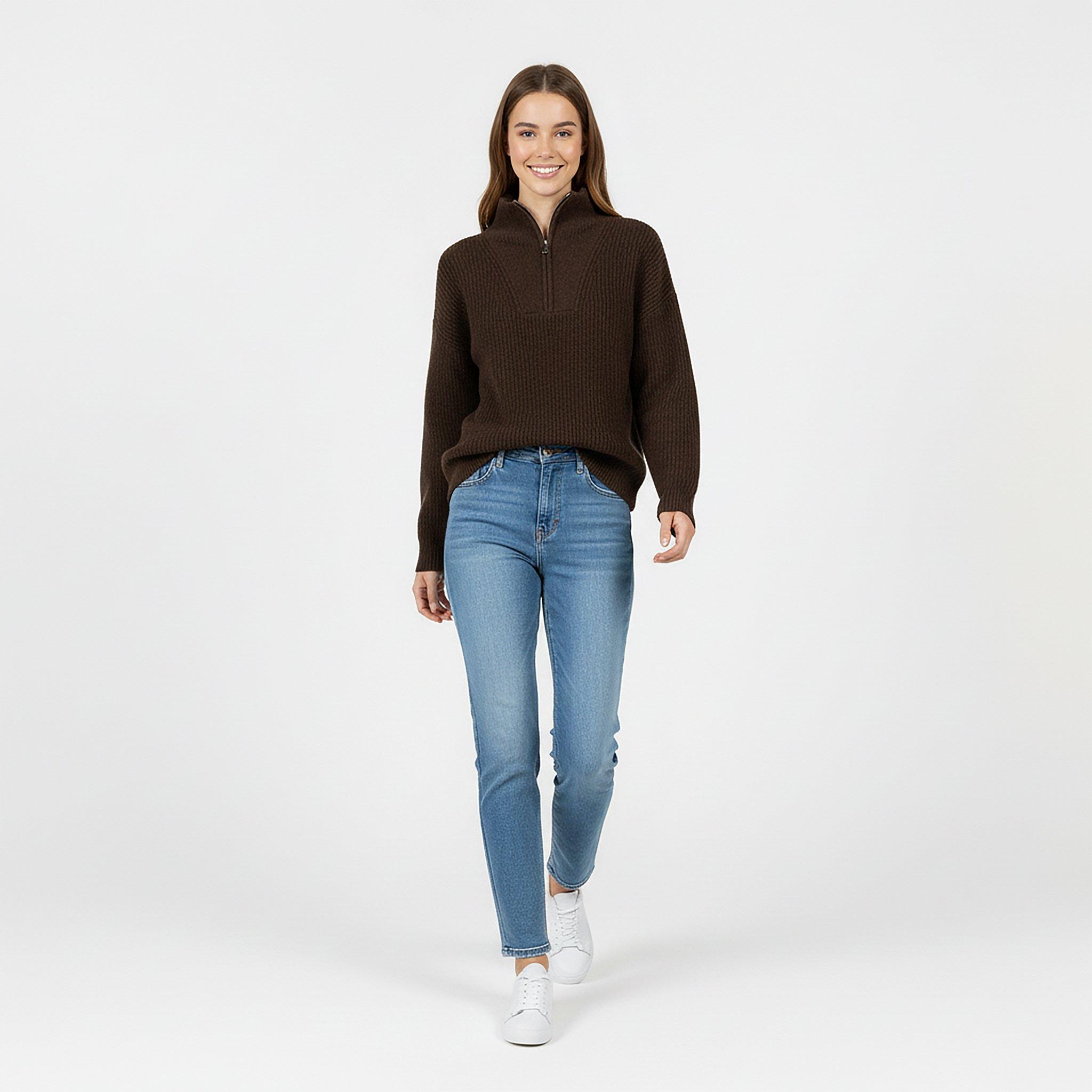 Cocoa - Jack Wills - High Neck Zip Knitted Jumper - 5