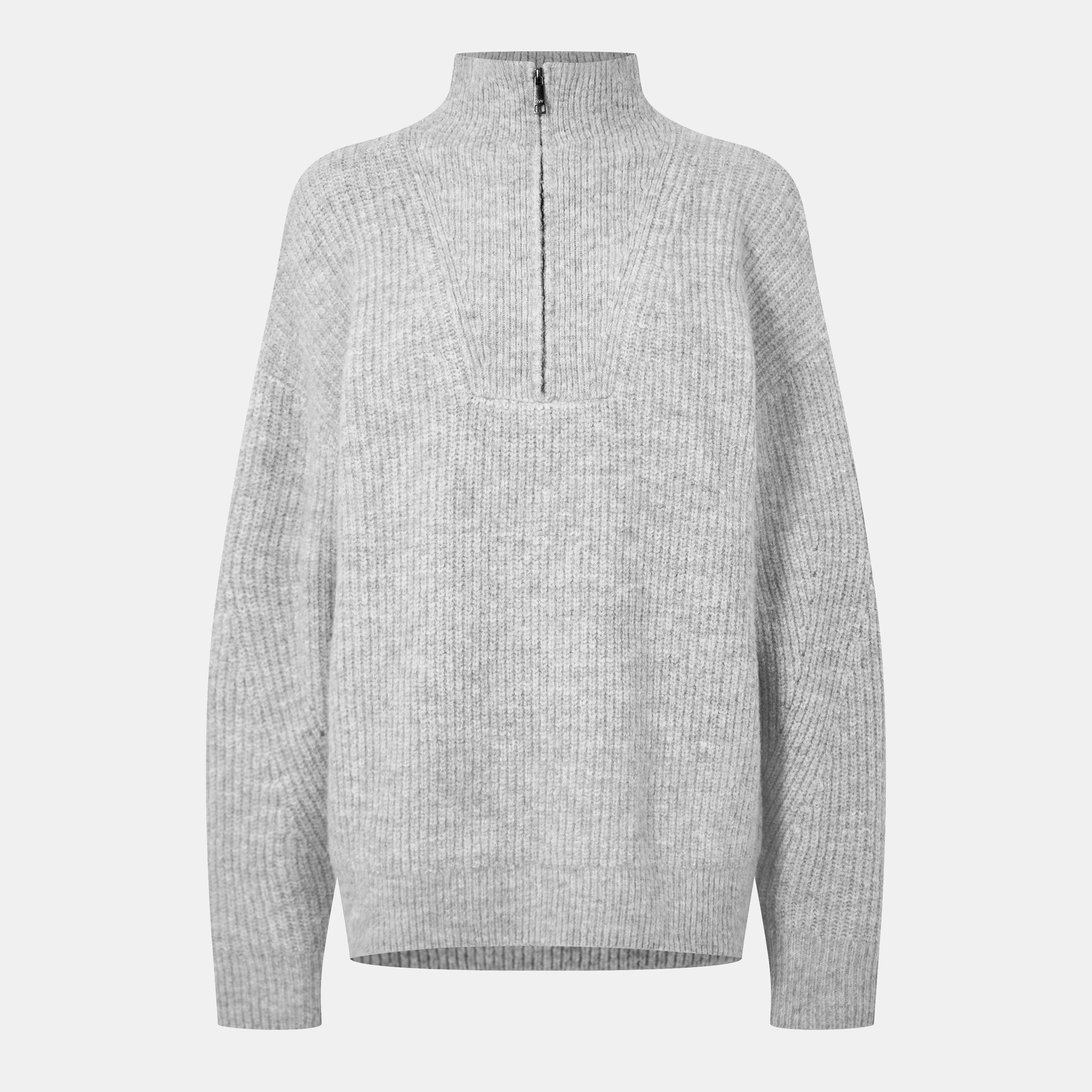 Gris jaspeado - Jack Wills - High Neck Zip Knitted Jumper - 1
